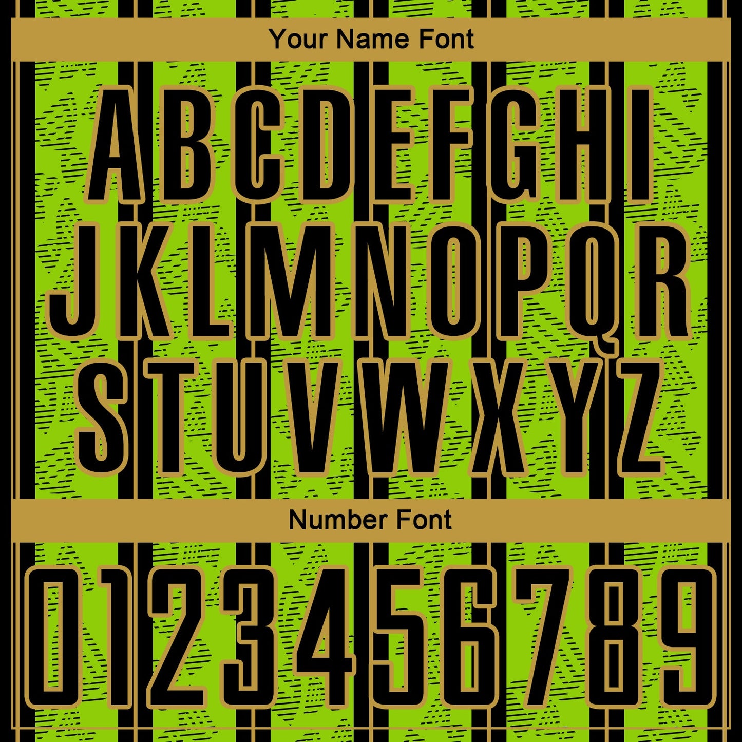 Custom Neon Green Black-Old Gold Stripe Line Sublimation Soccer Uniform Jersey view 6