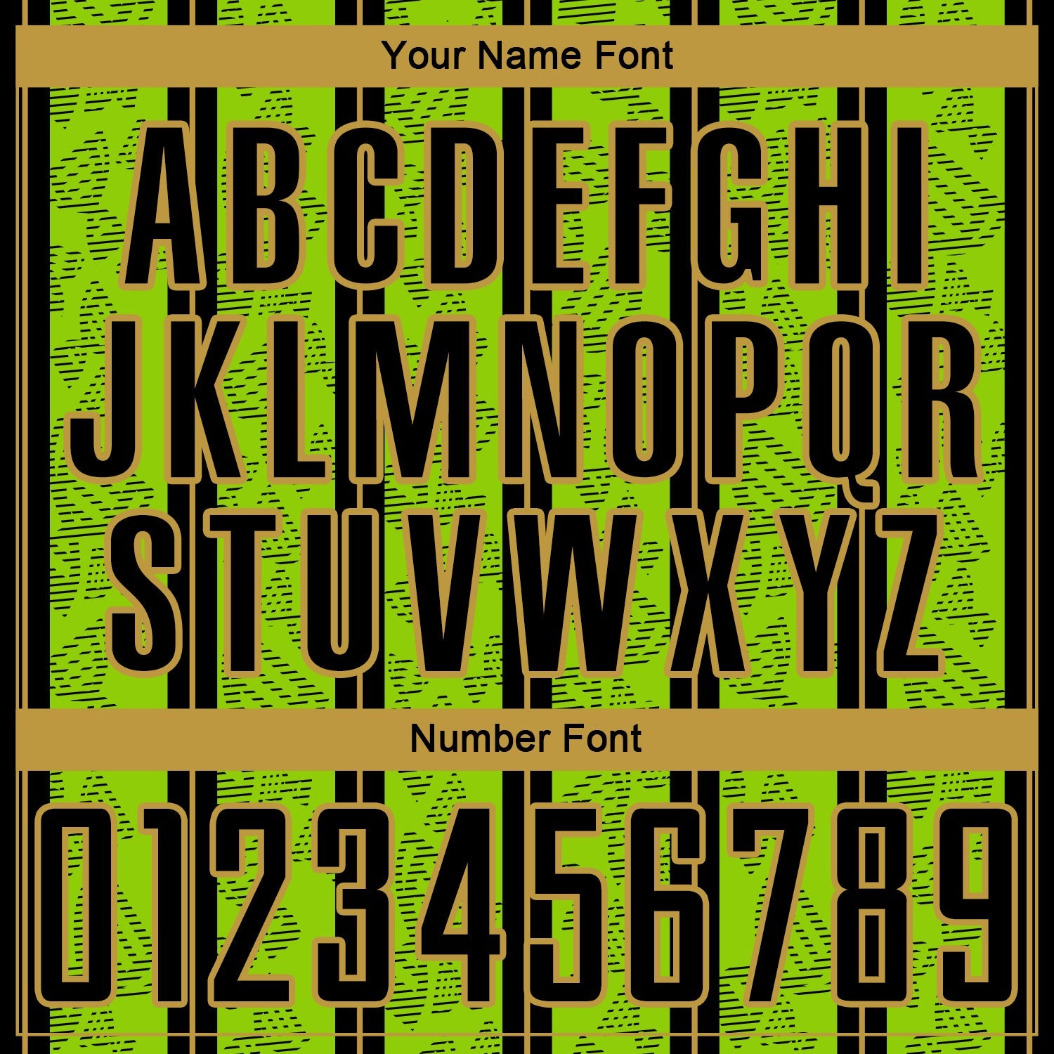 Custom Neon Green Black-Old Gold Stripe Line Sublimation Soccer Uniform Jersey view 6