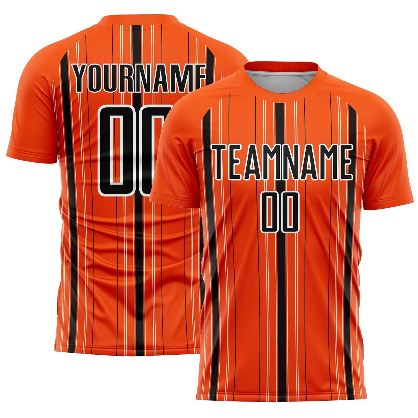 Custom Orange Black-White Stripe Sublimation Soccer Uniform Jersey - Main View