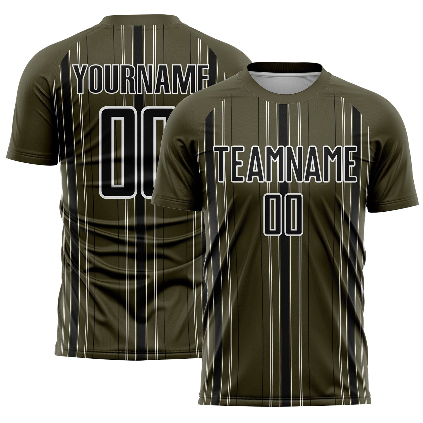 Custom Olive Black-White Stripe Sublimation Salute To Service Soccer Uniform Jersey - Main View