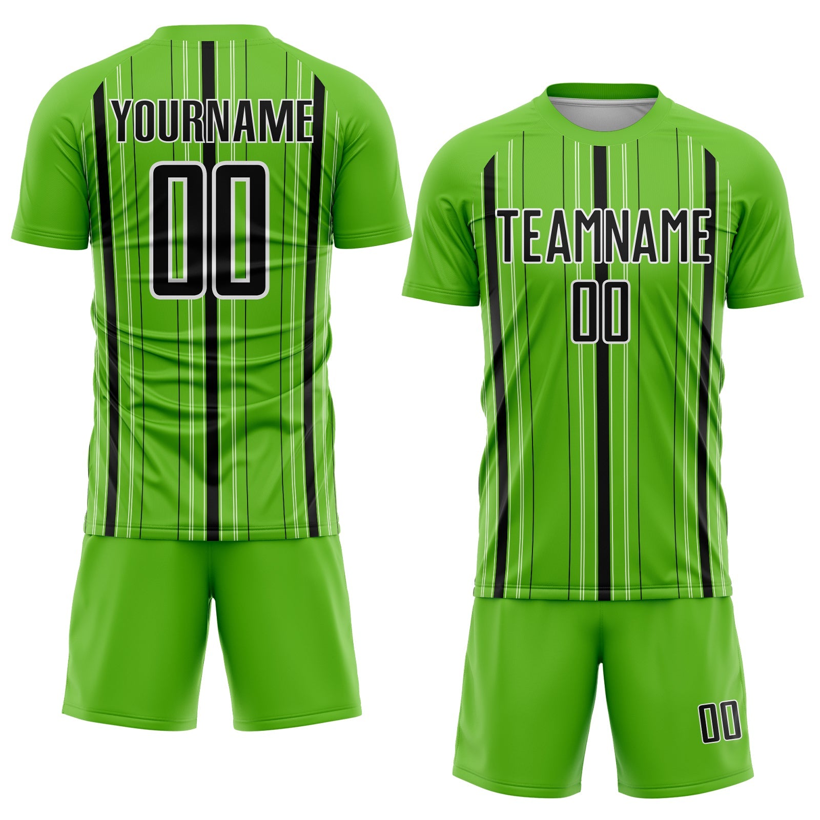 Custom Aurora Green Black-White Stripe Sublimation Soccer Uniform Jersey view 2