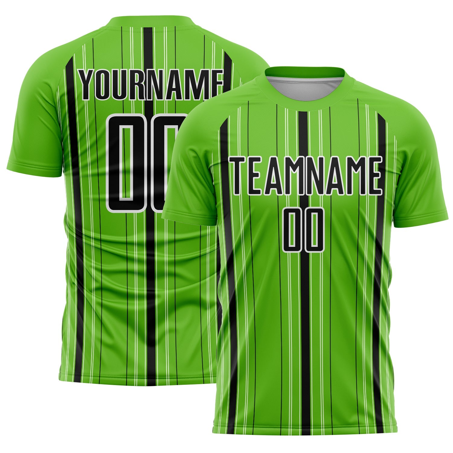 Custom Aurora Green Black-White Stripe Sublimation Soccer Uniform Jersey - Main View
