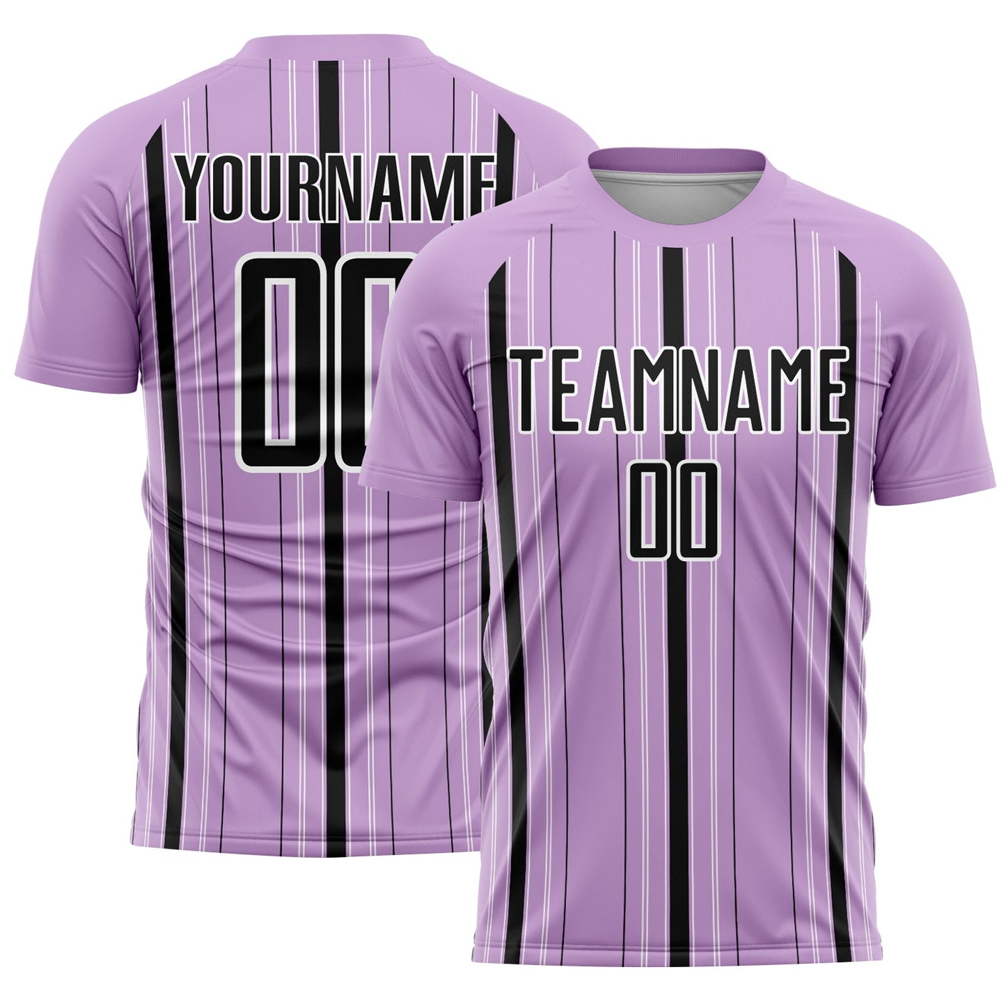 Custom Light Purple Black-White Stripe Sublimation Soccer Uniform Jersey - Main View