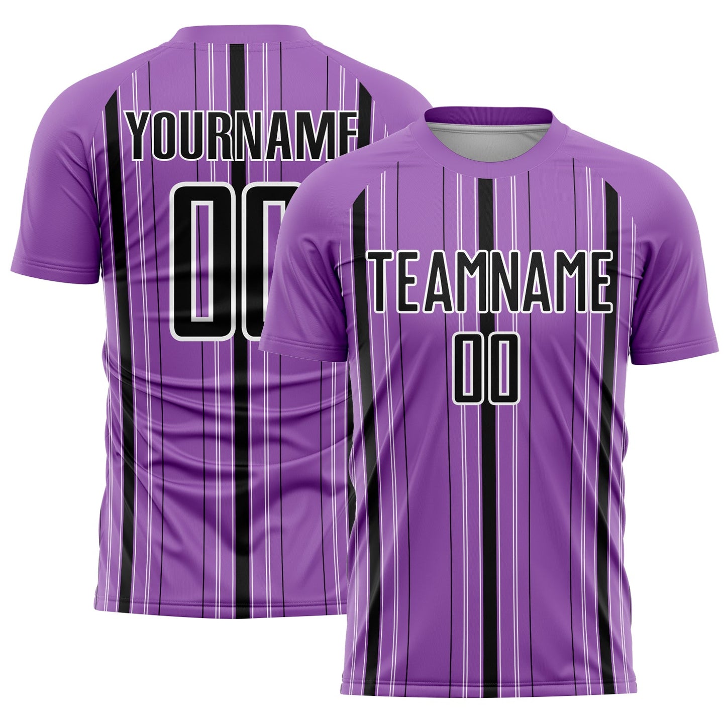 Custom Medium Purple Black-White Stripe Sublimation Soccer Uniform Jersey - Main View