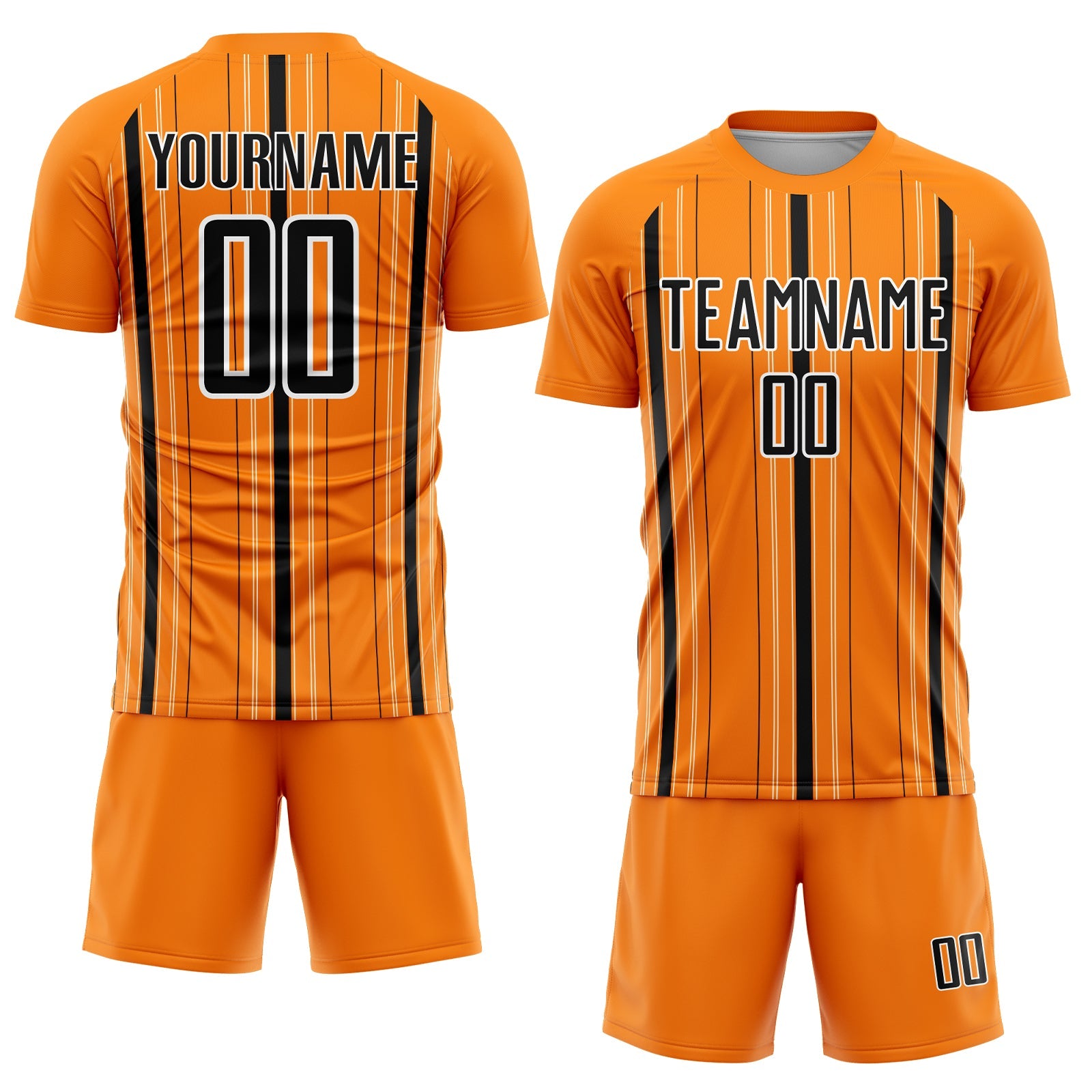 Custom Bay Orange Black-White Stripe Sublimation Soccer Uniform Jersey view 2