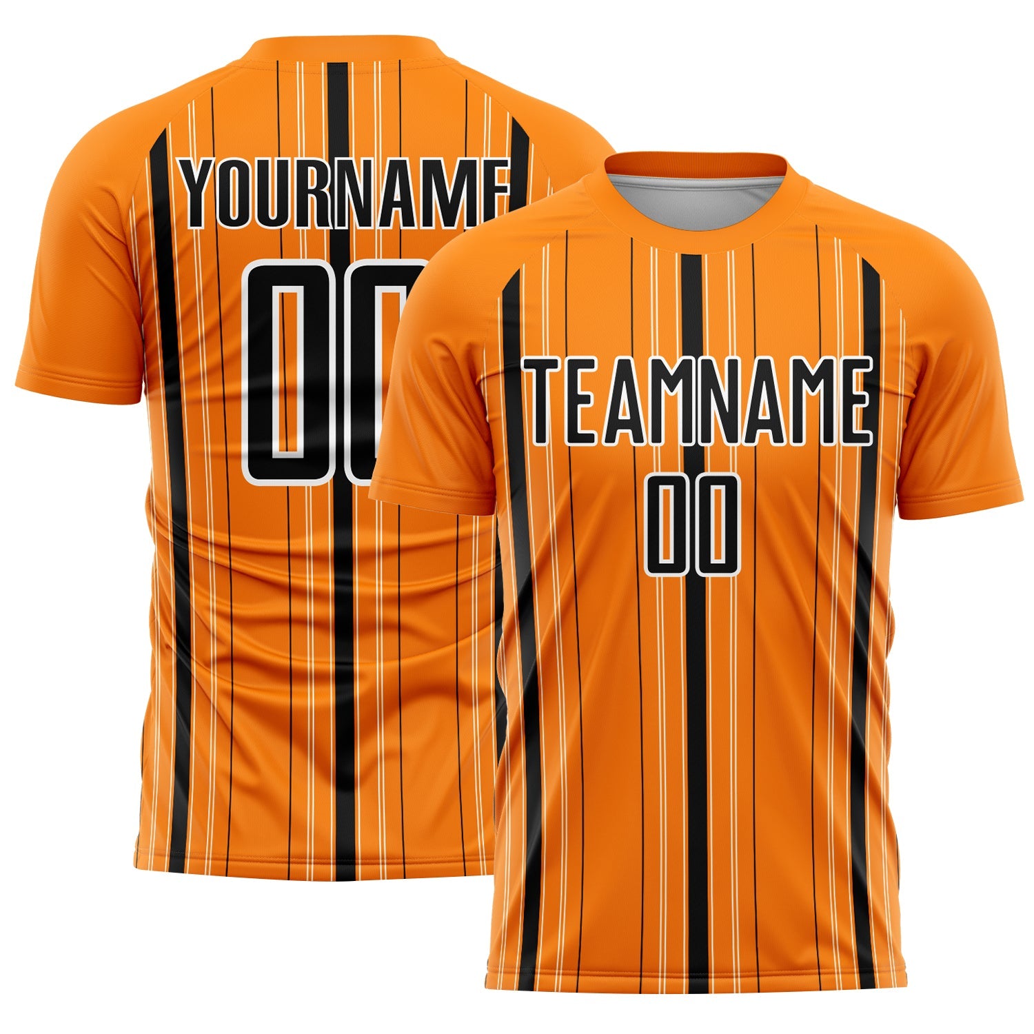 Custom Bay Orange Black-White Stripe Sublimation Soccer Uniform Jersey - Main View