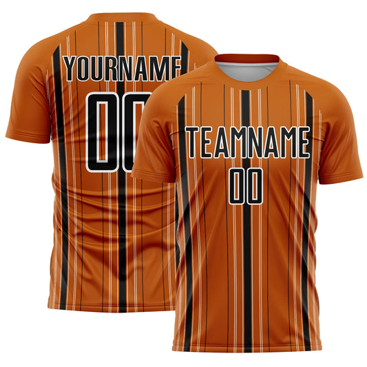 Custom Texas Orange Black-White Stripe Sublimation Soccer Uniform Jersey - Main View