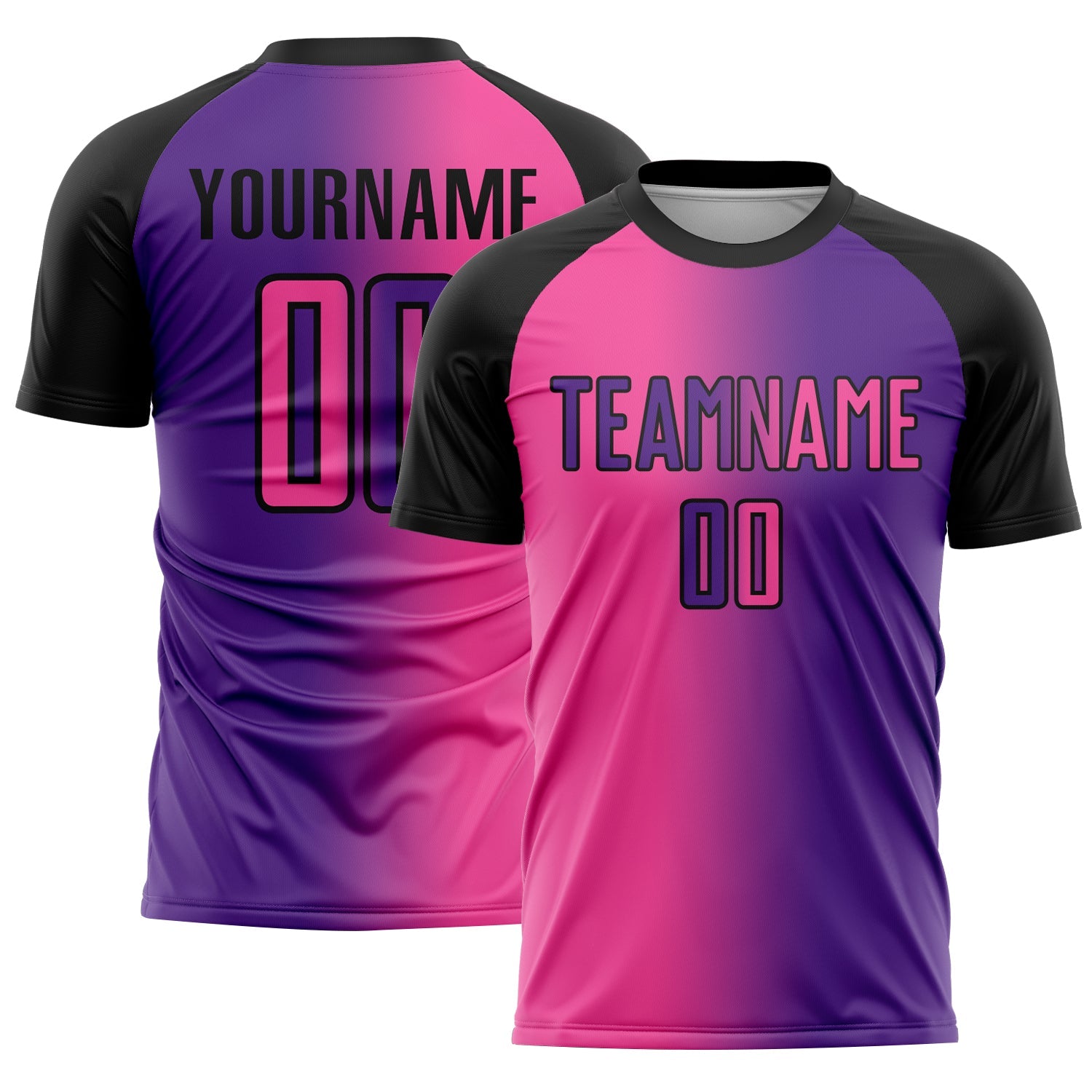 Custom Purple Pink-Black Sublimation Gradient Fashion Soccer Uniform Jersey - Main View