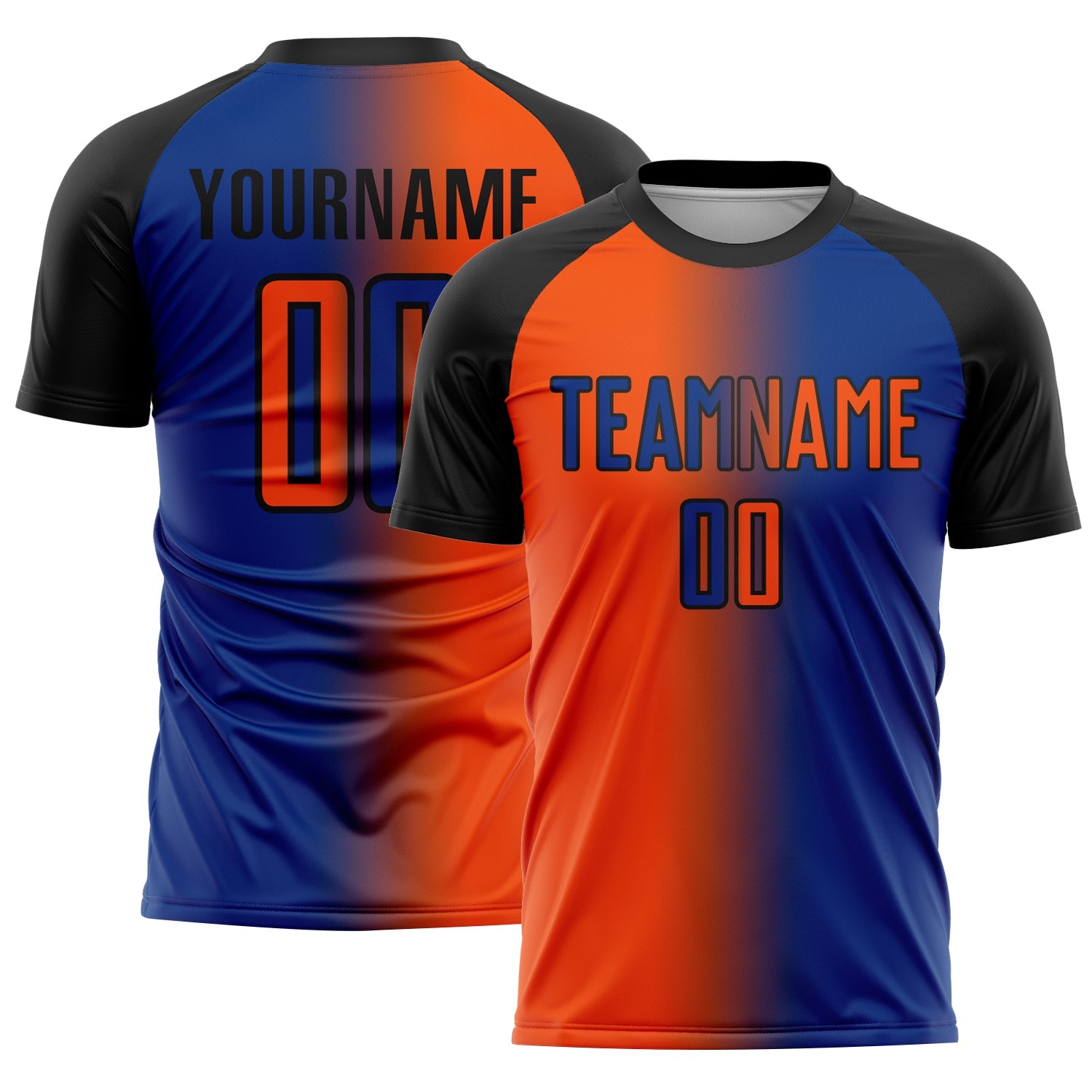 Custom Royal Orange-Black Sublimation Gradient Fashion Soccer Uniform Jersey - Main View