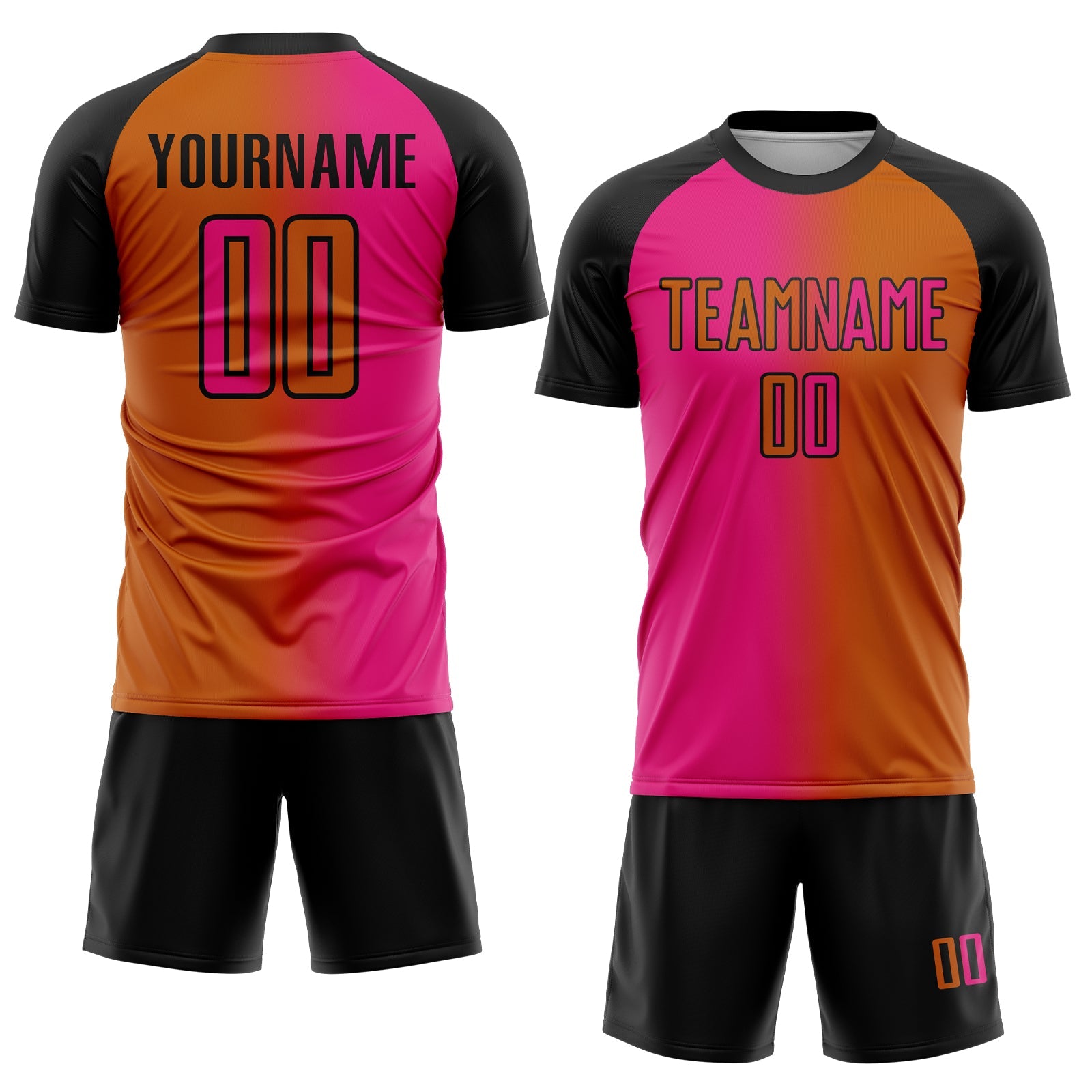 Custom Texas Orange Hot Pink-Black Sublimation Gradient Fashion Soccer Uniform Jersey view 2