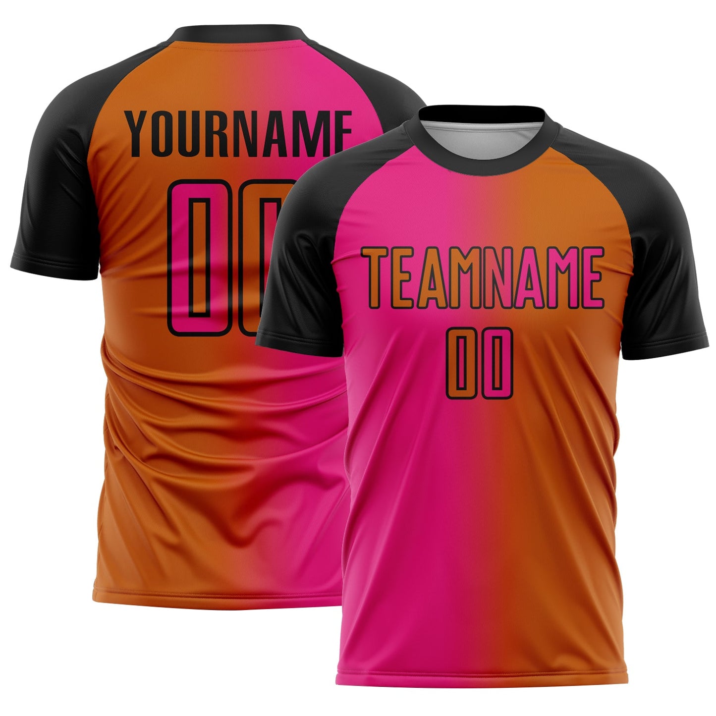 Custom Texas Orange Hot Pink-Black Sublimation Gradient Fashion Soccer Uniform Jersey - Main View
