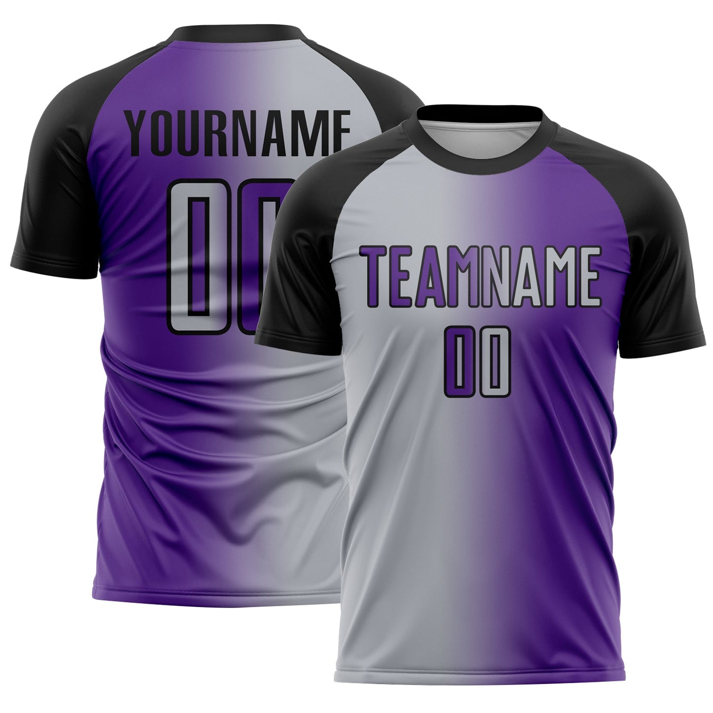 Custom Purple Gray-Black Sublimation Gradient Fashion Soccer Uniform Jersey - Main View