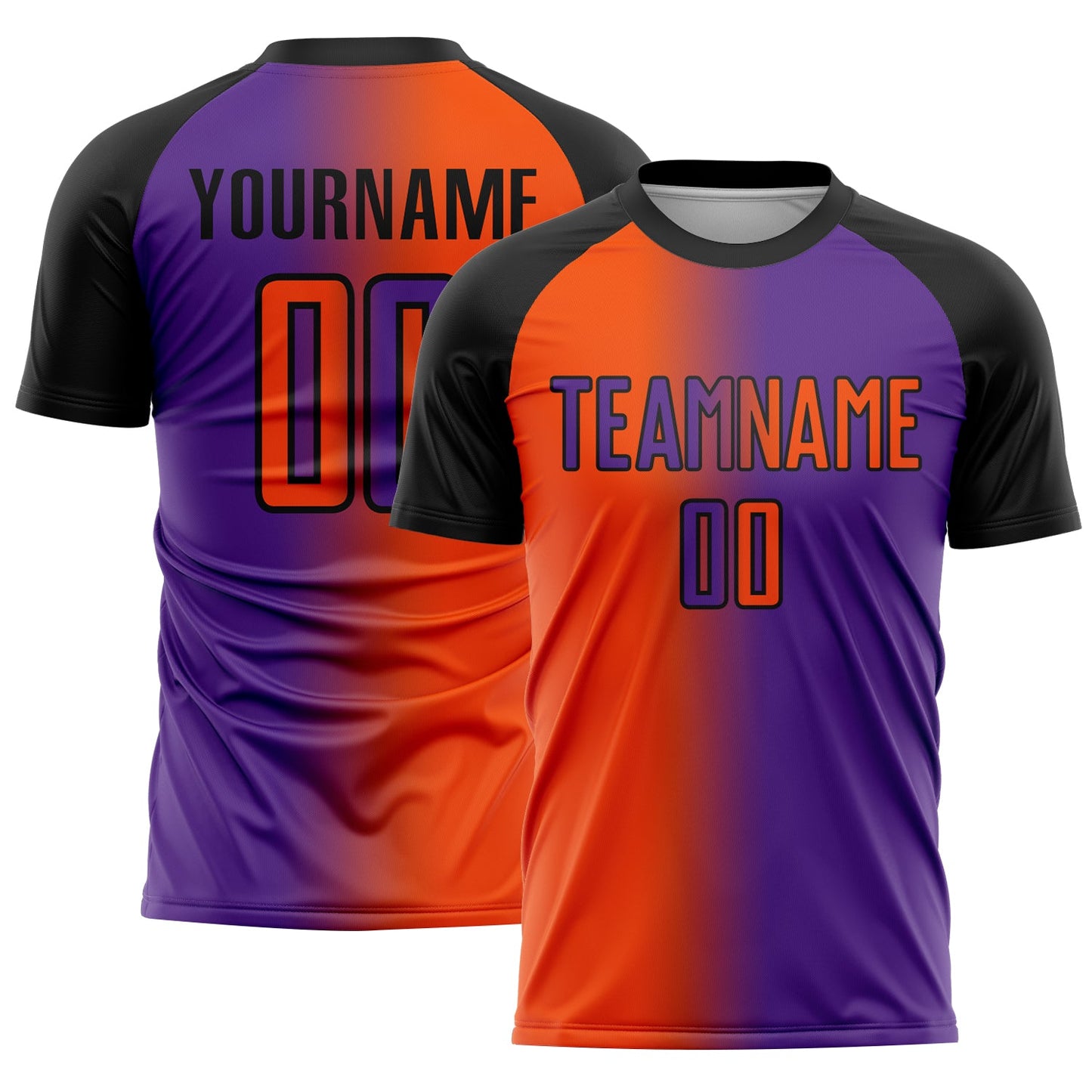 Custom Purple Orange-Black Sublimation Gradient Fashion Soccer Uniform Jersey - Main View
