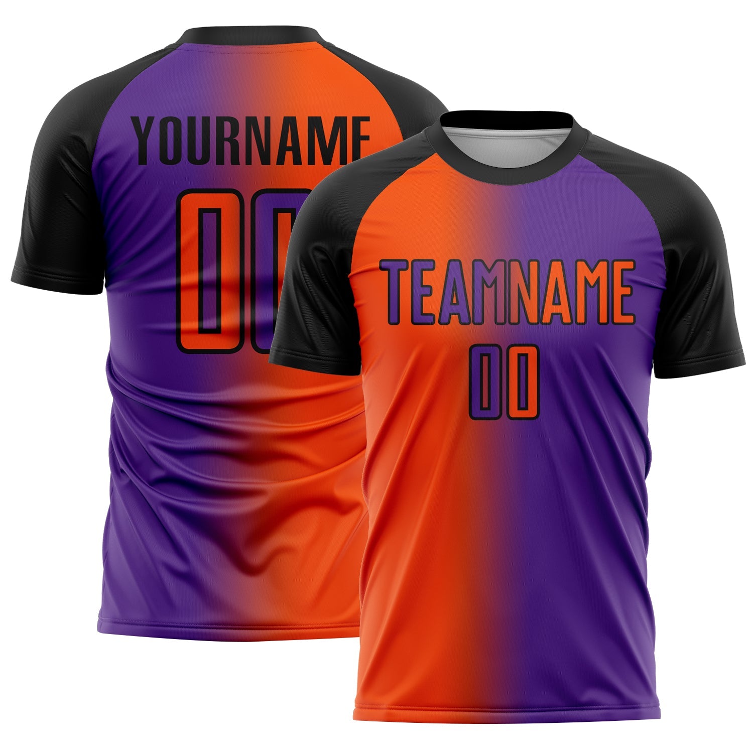 Custom Purple Orange-Black Sublimation Gradient Fashion Soccer Uniform Jersey - Main View