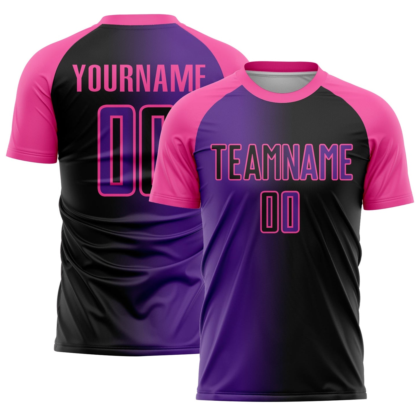 Custom Black Purple-Pink Sublimation Gradient Fashion Soccer Uniform Jersey - Main View