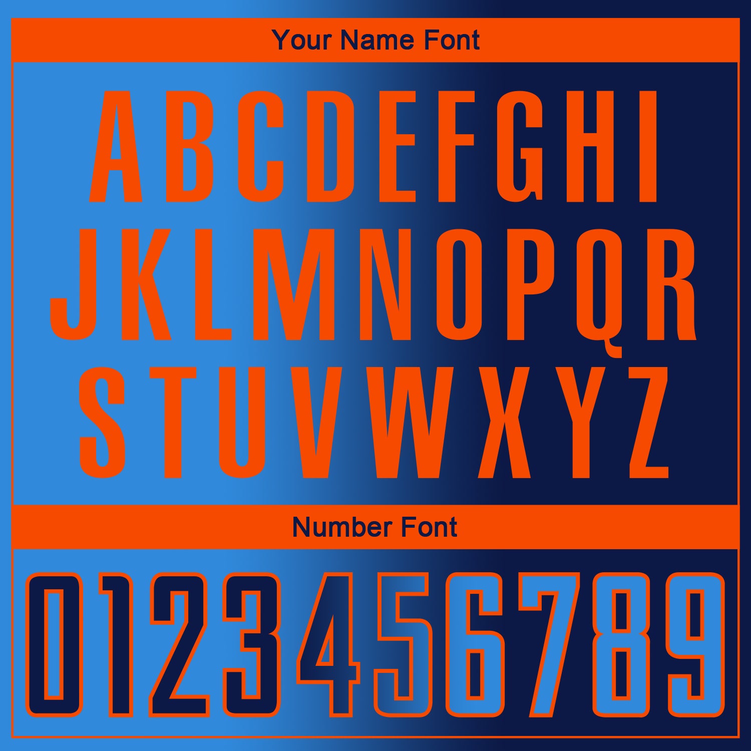 Custom Navy Powder Blue-Orange Sublimation Gradient Fashion Soccer Uniform Jersey view 6