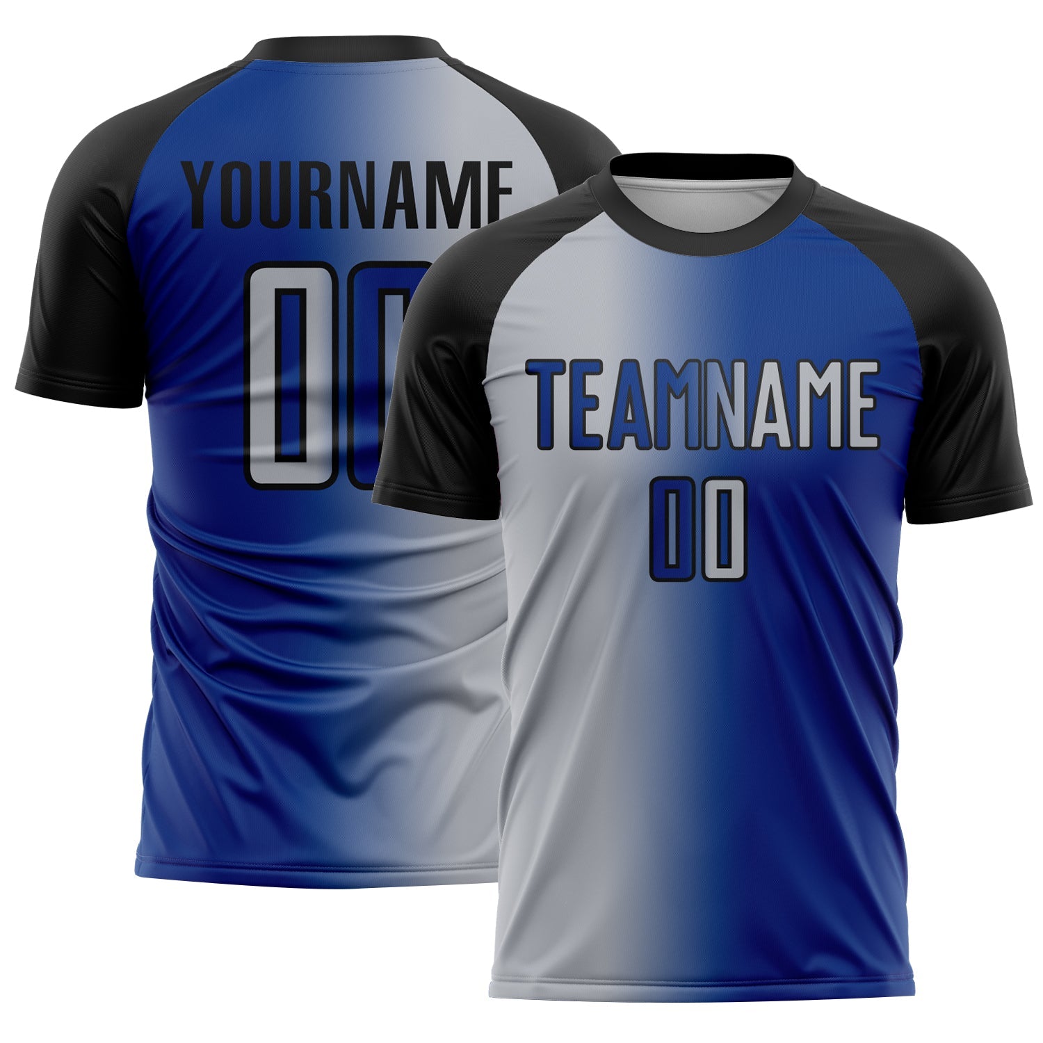 Custom Royal Gray-Black Sublimation Gradient Fashion Soccer Uniform Jersey - Main View