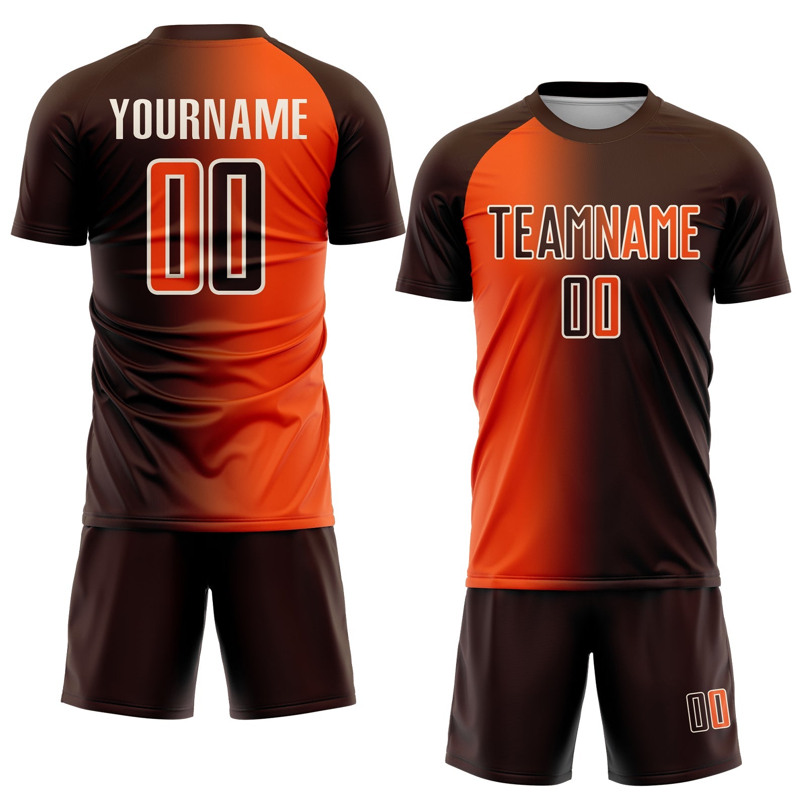 Custom Brown Orange-Cream Sublimation Gradient Fashion Soccer Uniform Jersey view 2