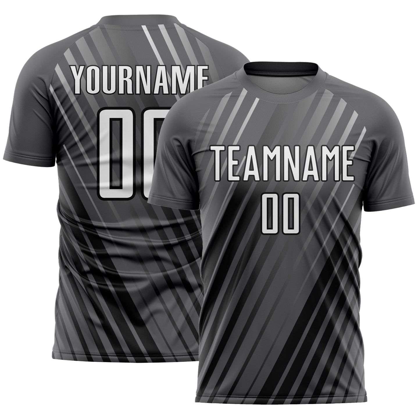 Custom Steel Gray White-Black Stripe Line Sublimation Soccer Uniform Jersey - Main View