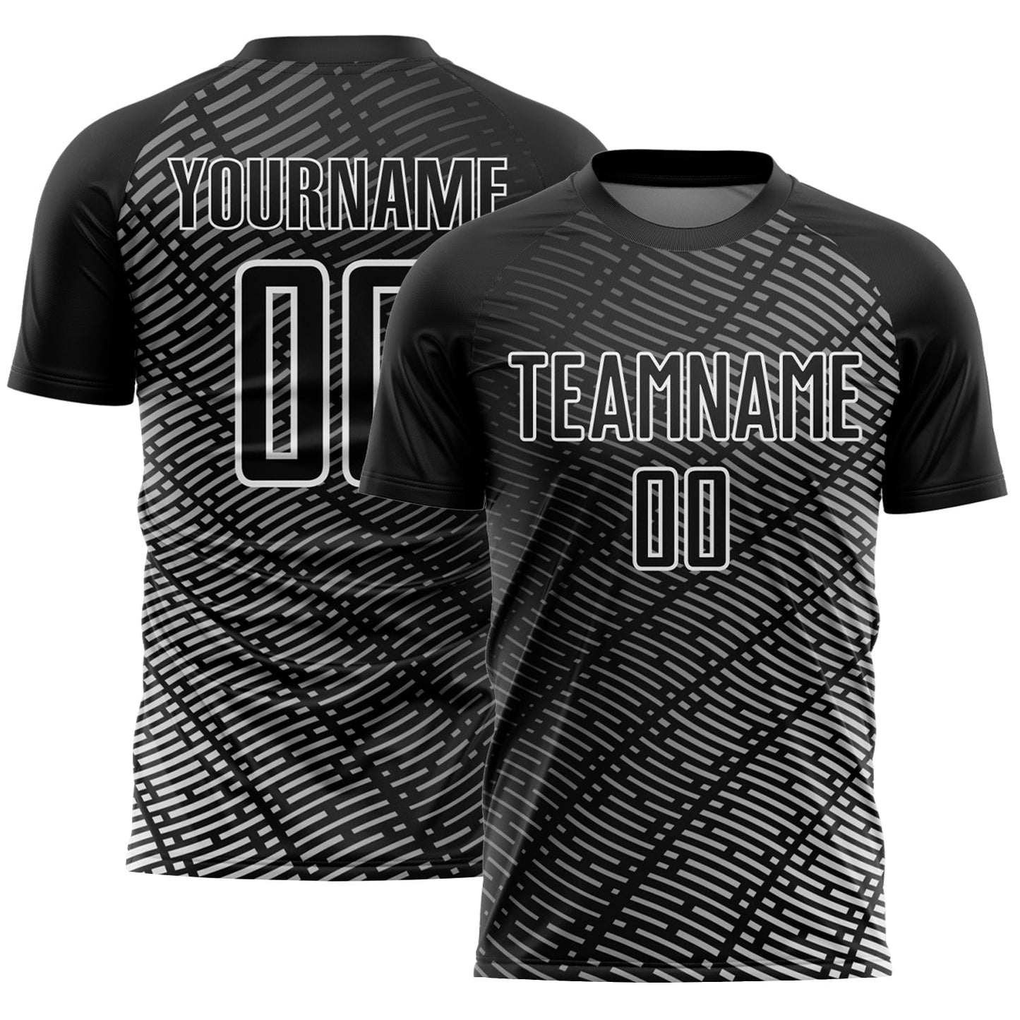 Custom Black White Stripe Line Sublimation Soccer Uniform Jersey - Main View