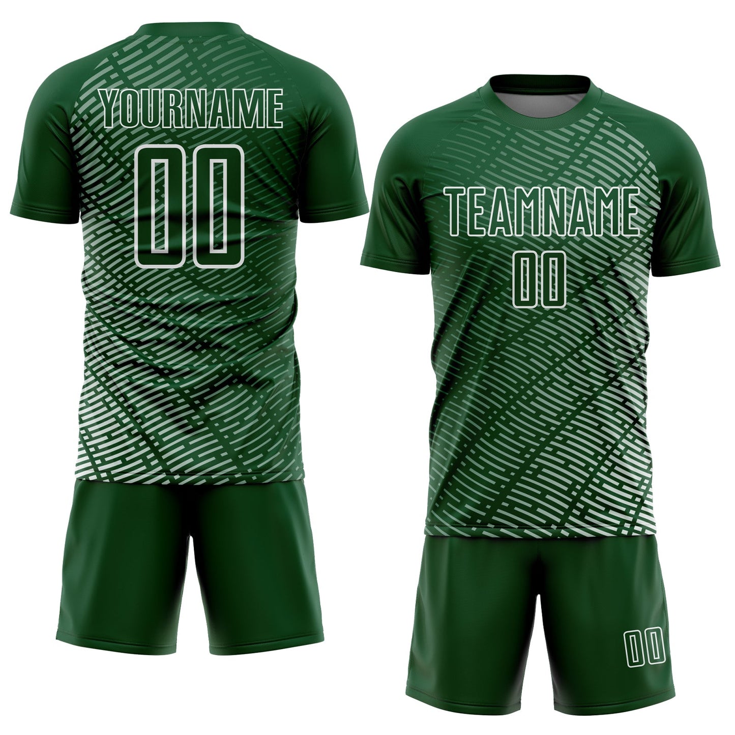 Custom Green White Stripe Line Sublimation Soccer Uniform Jersey view 2