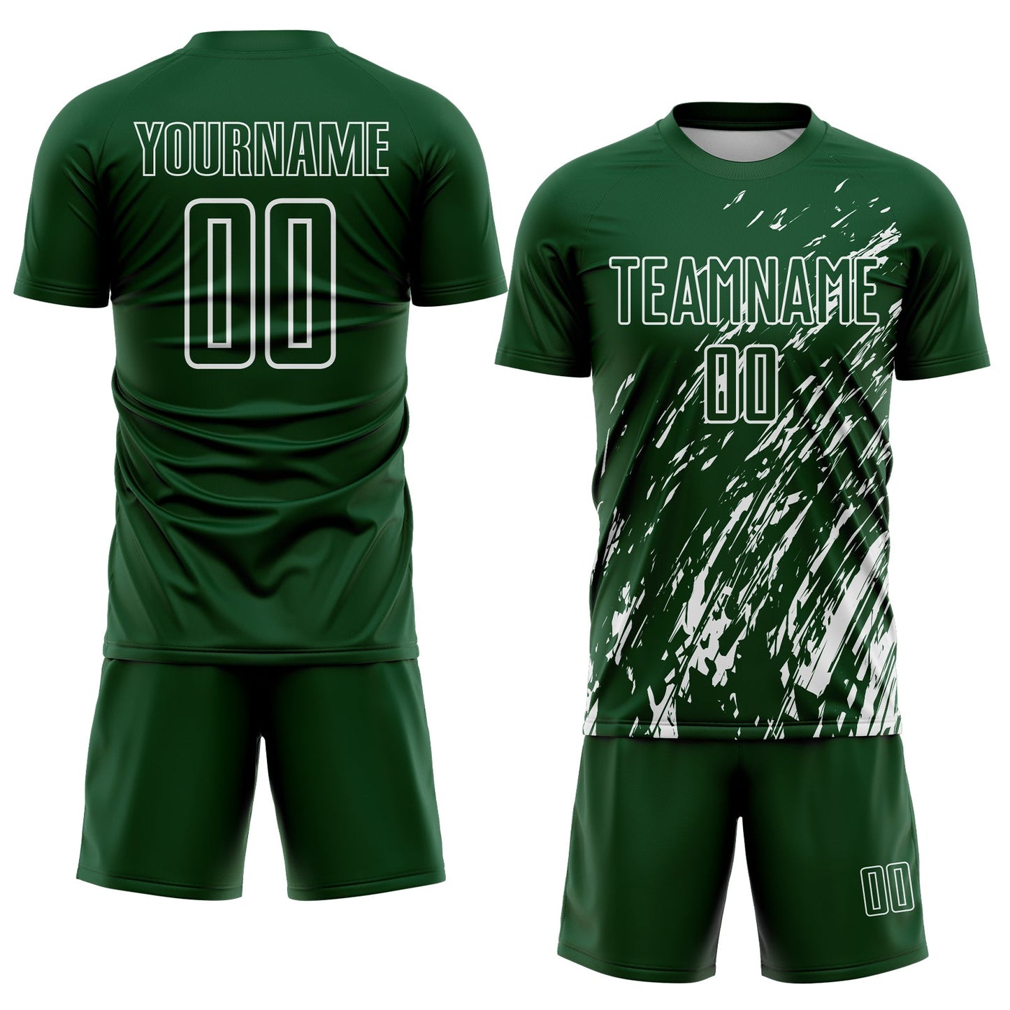 Custom Green White Splash Sublimation Soccer Uniform Jersey view 2