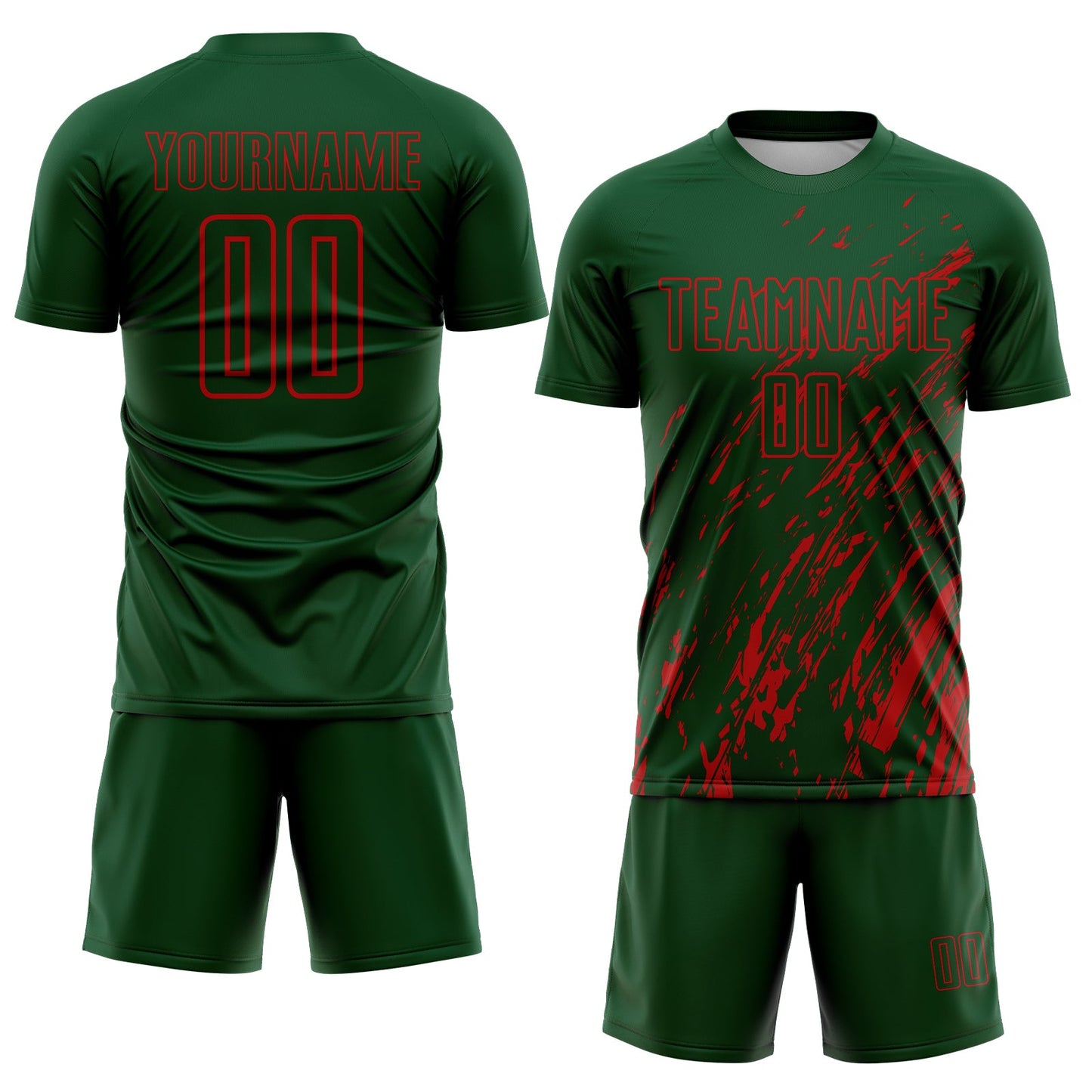 Custom Green Red Splash Sublimation Soccer Uniform Jersey view 2