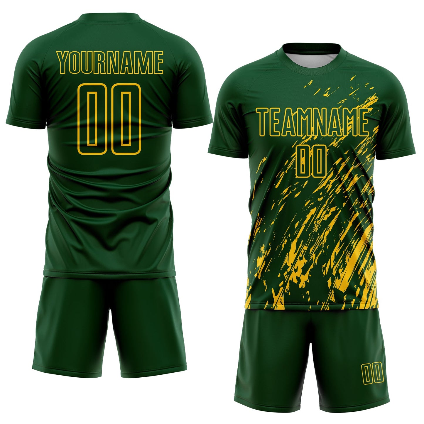 Custom Green Yellow Splash Sublimation Soccer Uniform Jersey view 2