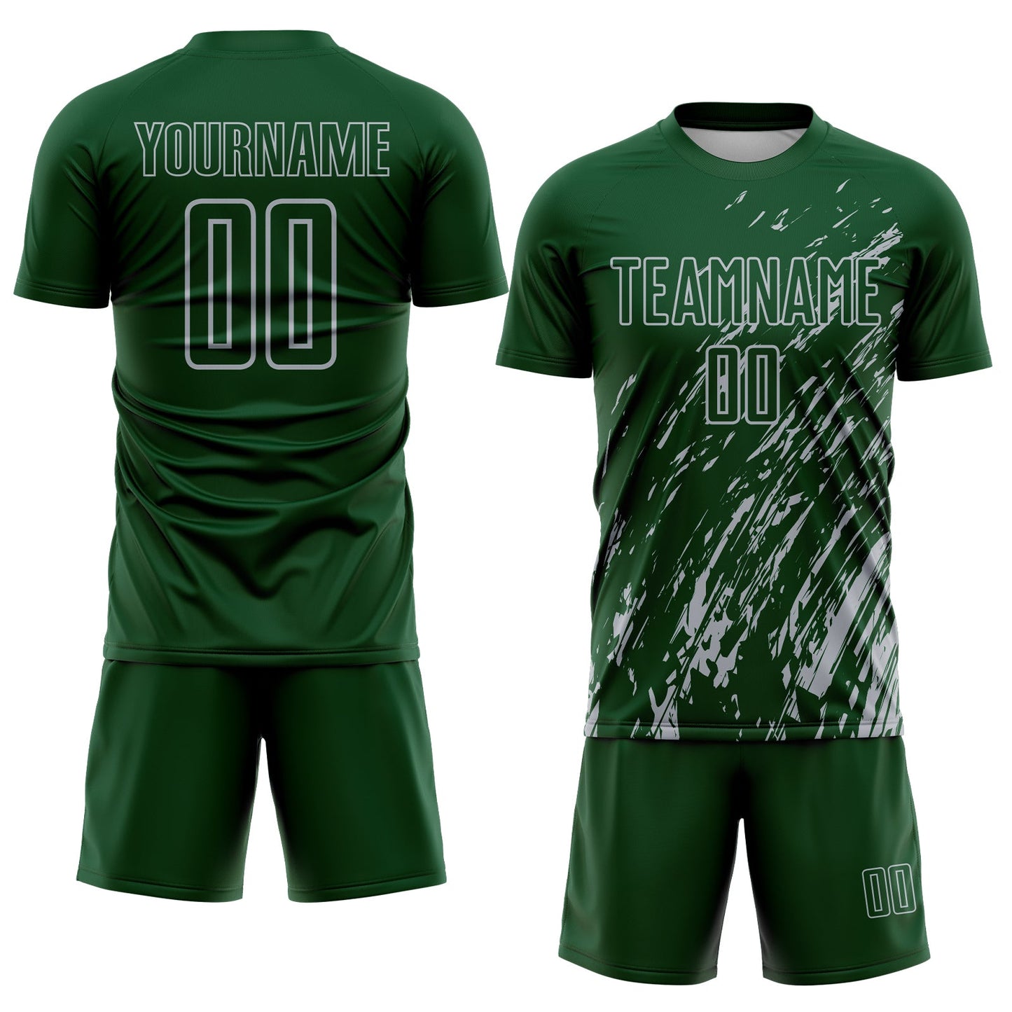 Custom Green Gray Splash Sublimation Soccer Uniform Jersey view 2