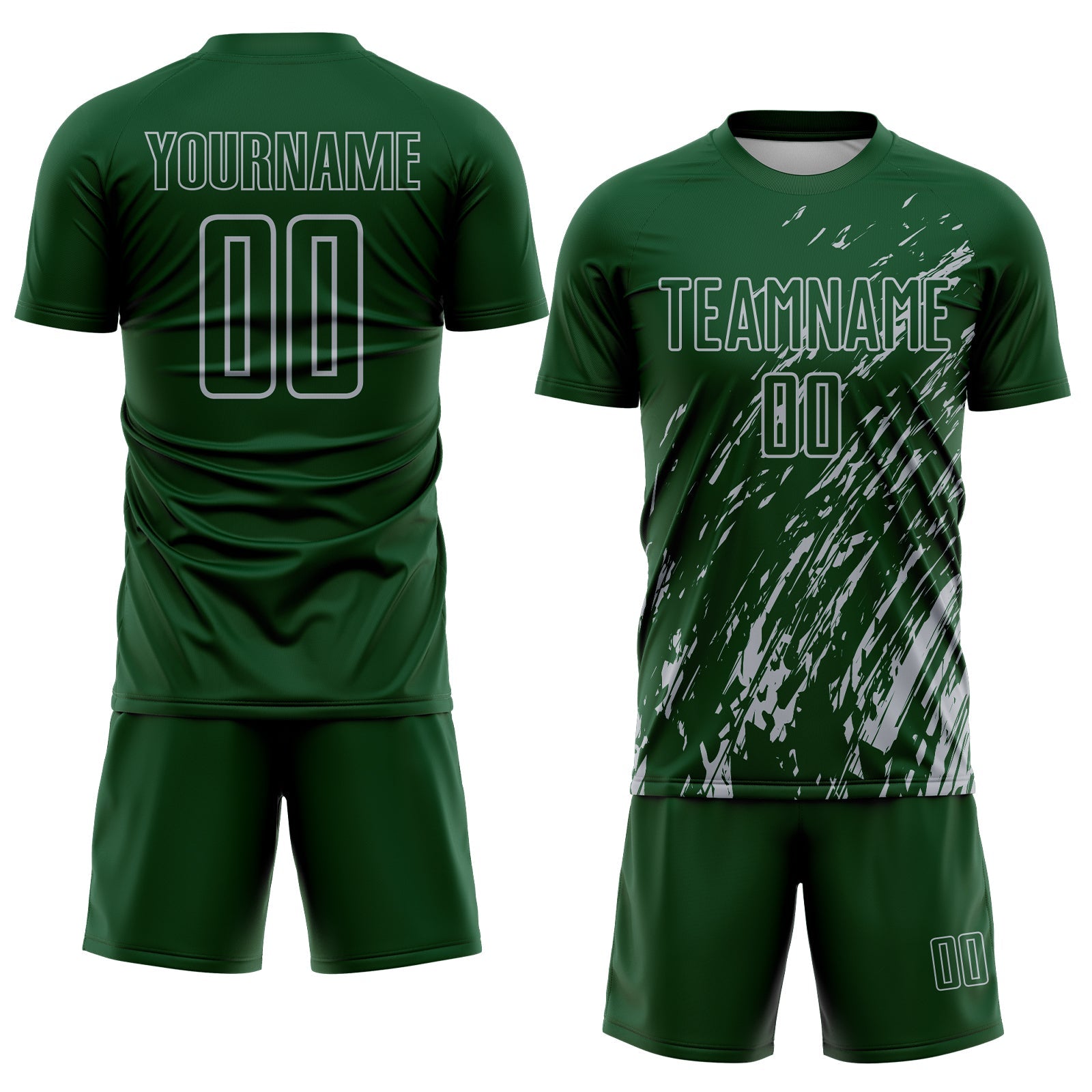 Custom Green Gray Splash Sublimation Soccer Uniform Jersey view 2
