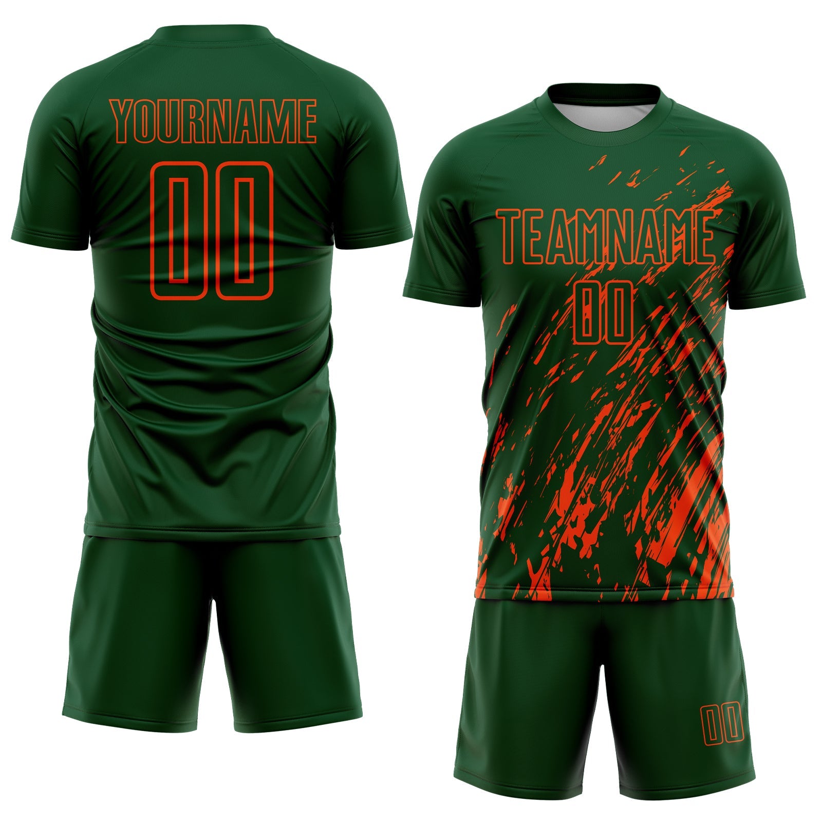 Custom Green Orange Splash Sublimation Soccer Uniform Jersey view 2