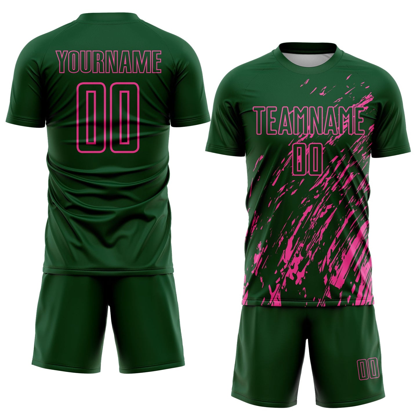 Custom Green Pink Splash Sublimation Soccer Uniform Jersey view 2