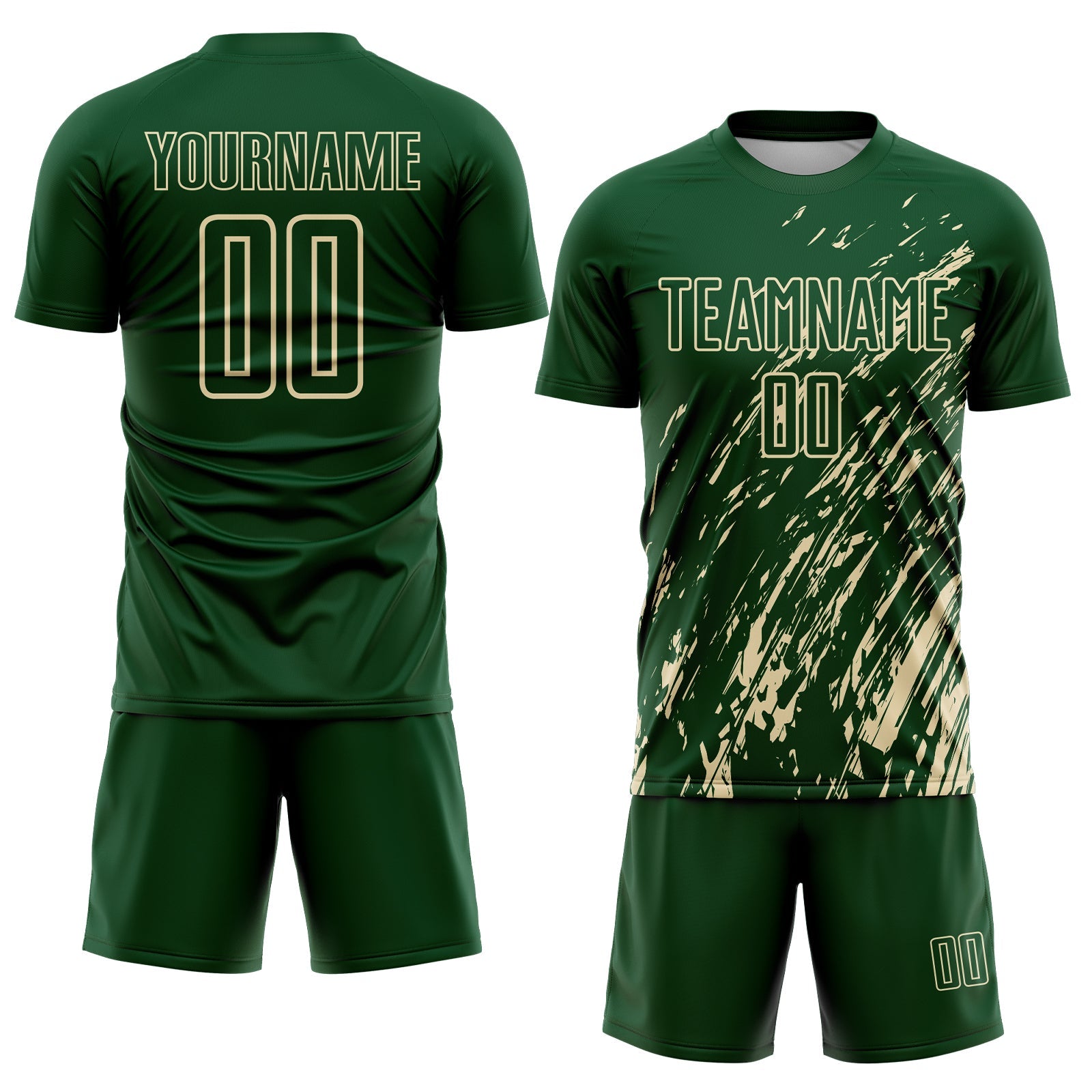 Custom Green Cream Splash Sublimation Soccer Uniform Jersey view 2