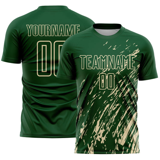 Custom Green Cream Splash Sublimation Soccer Uniform Jersey - Main View