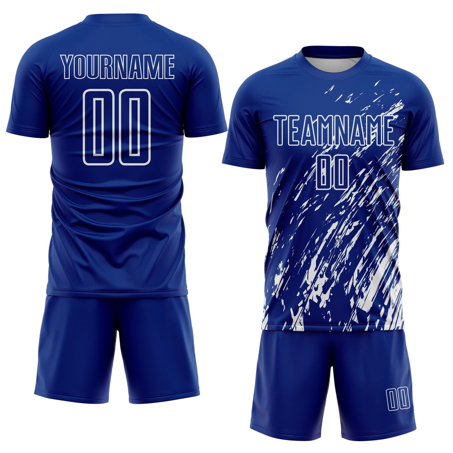 Custom Royal White Splash Sublimation Soccer Uniform Jersey view 2