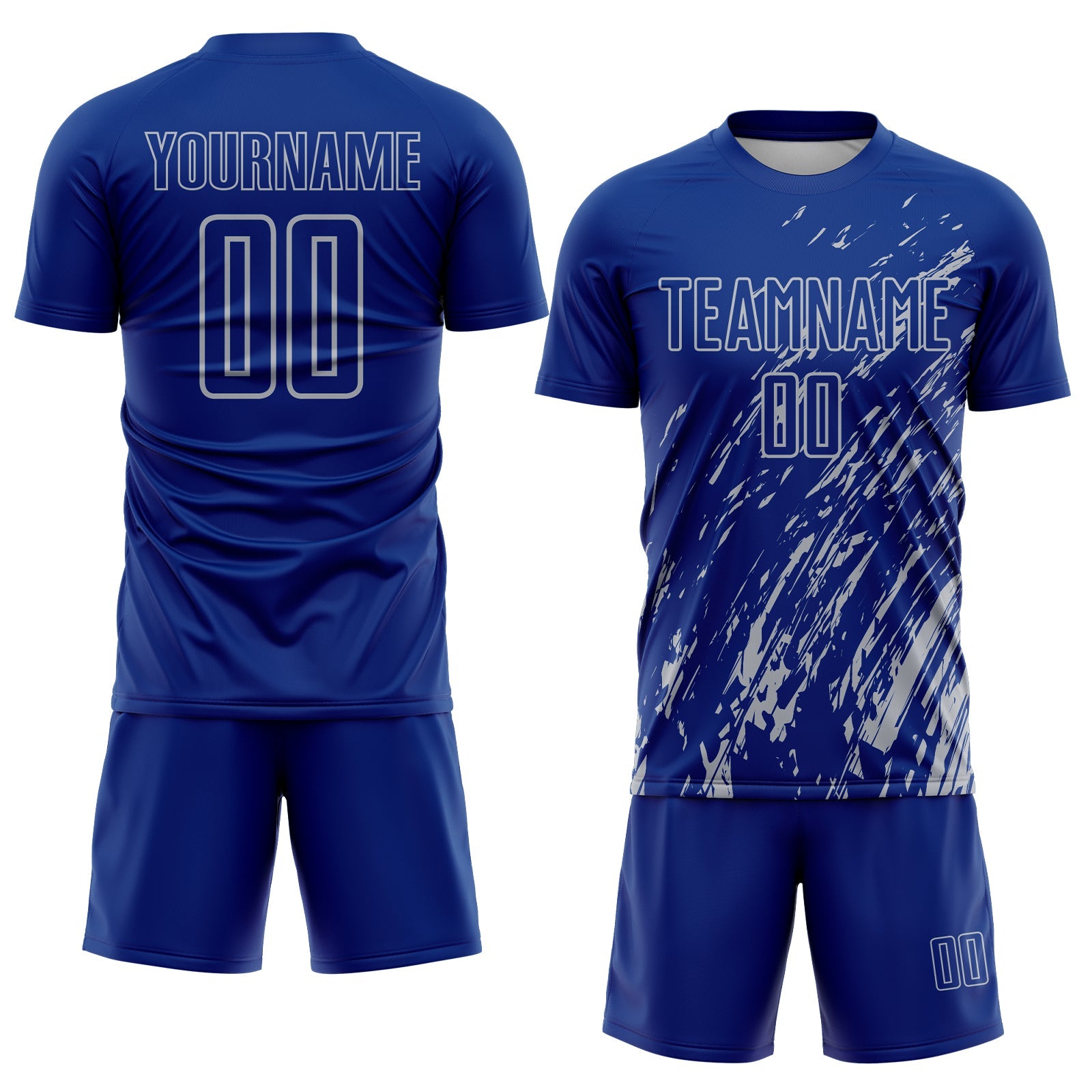 Custom Royal Gray Splash Sublimation Soccer Uniform Jersey view 2