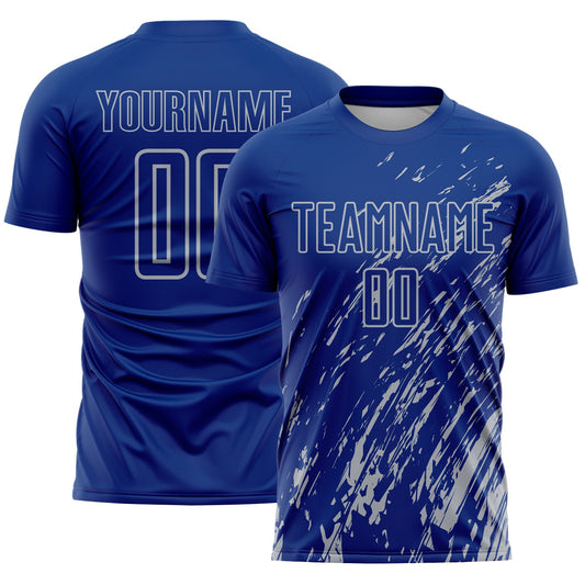 Custom Royal Gray Splash Sublimation Soccer Uniform Jersey - Main View