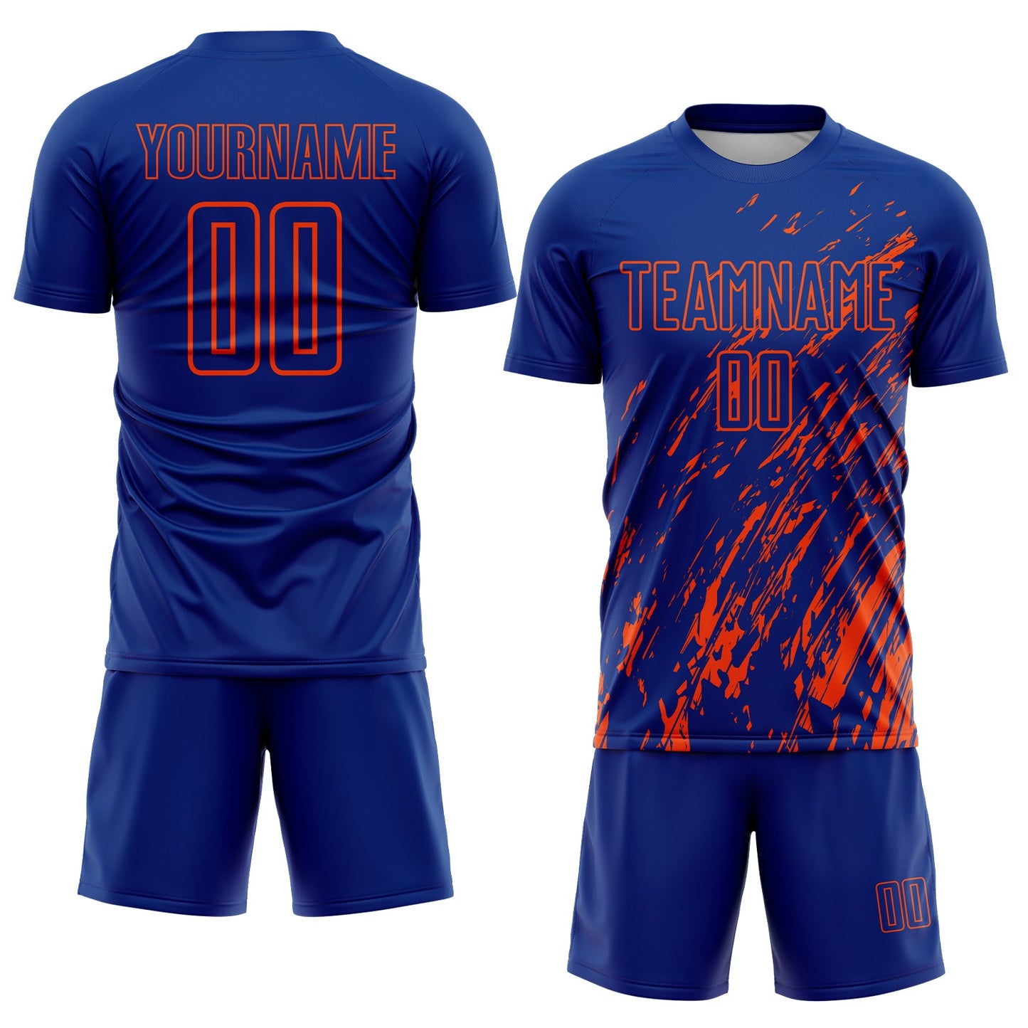 Custom Royal Orange Splash Sublimation Soccer Uniform Jersey view 2