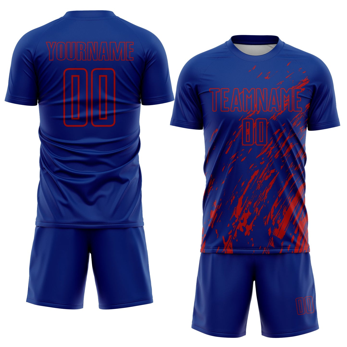 Custom Royal Red Splash Sublimation Soccer Uniform Jersey view 2
