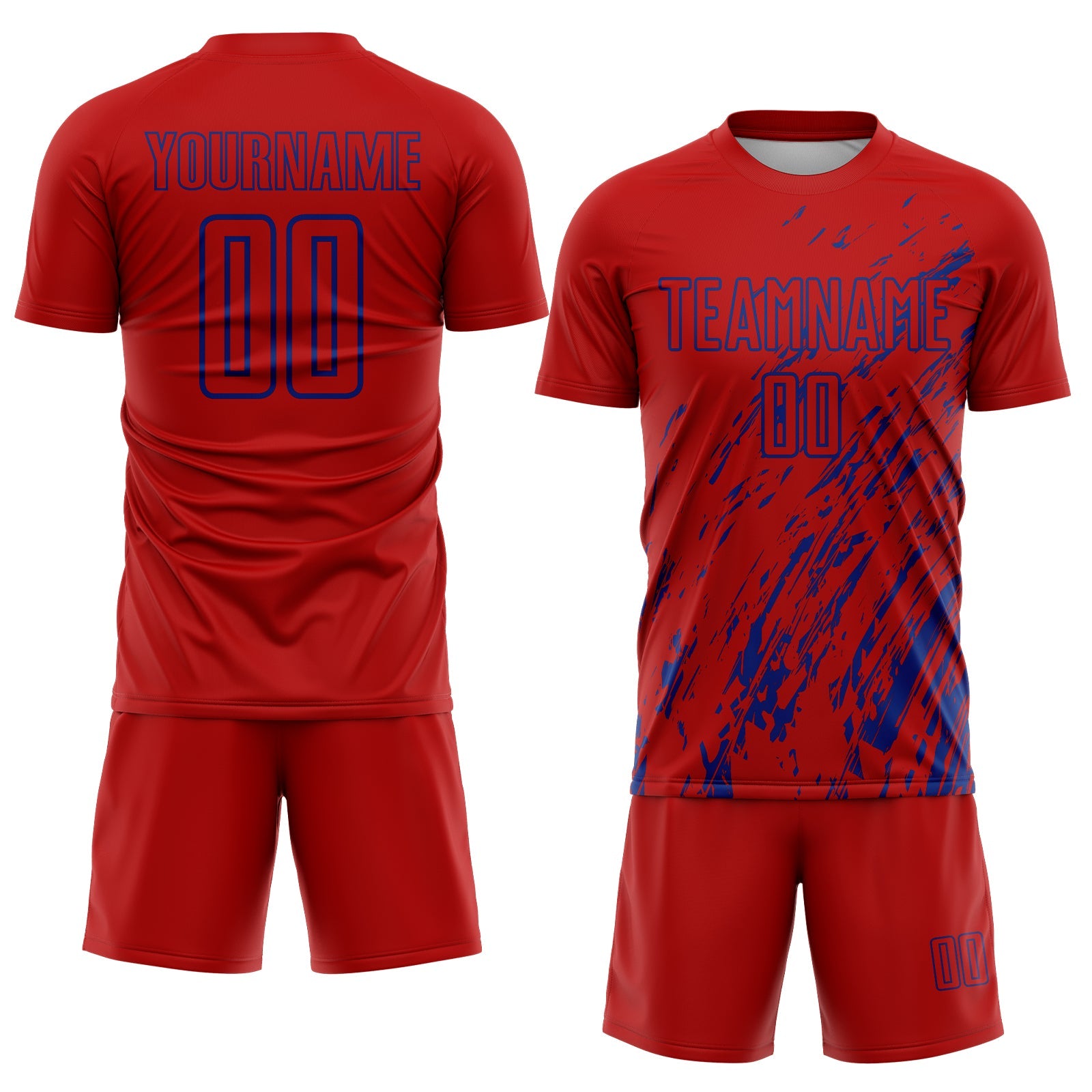 Custom Red Royal Splash Sublimation Soccer Uniform Jersey view 2