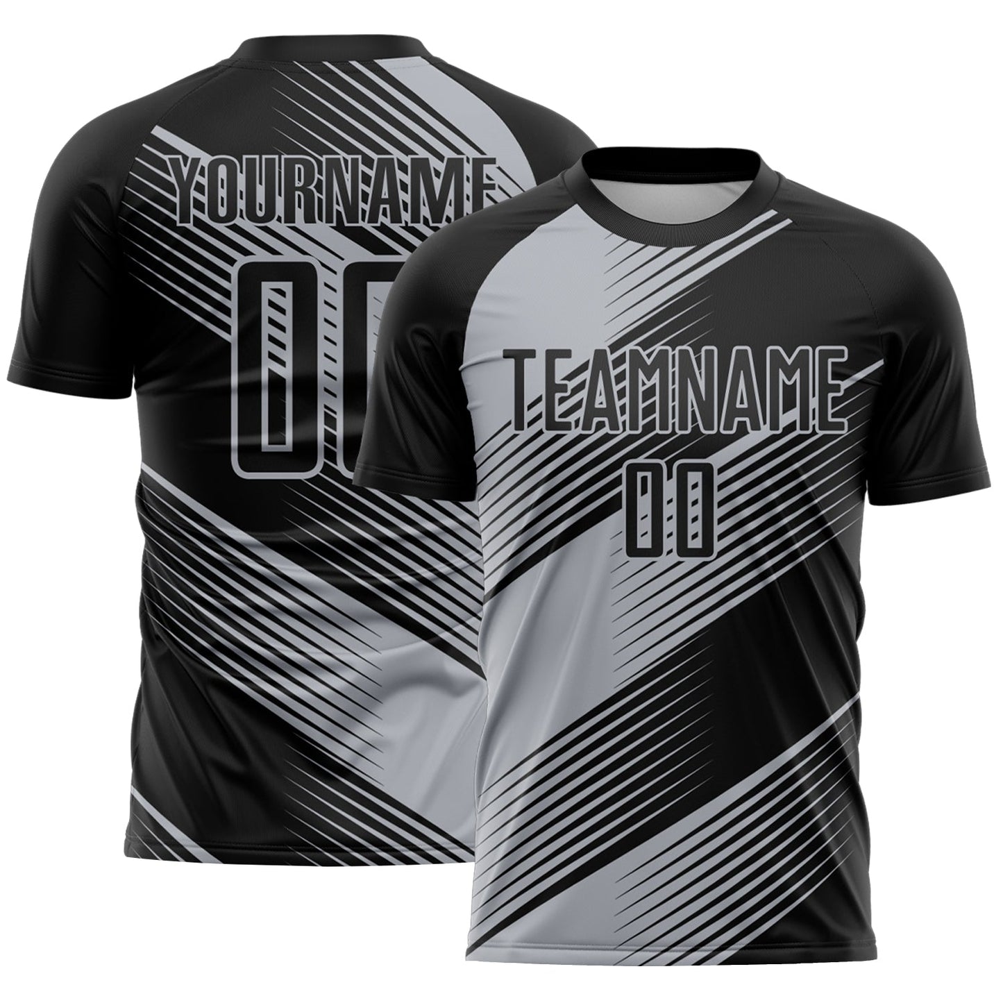 Custom Black Gray Line Sublimation Soccer Uniform Jersey - Main View
