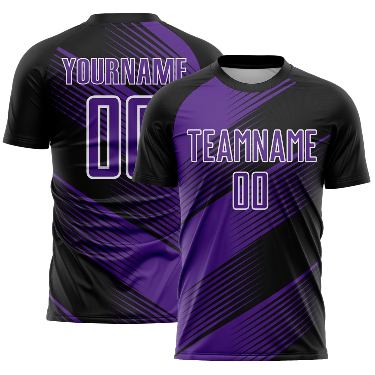 Custom Black Purple-White Line Sublimation Soccer Uniform Jersey - Main View
