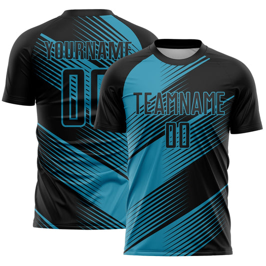 Custom Black Panther Blue Line Sublimation Soccer Uniform Jersey - Main View