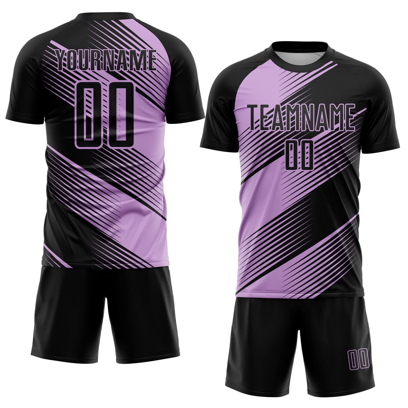 Custom Black Light Pink Line Sublimation Soccer Uniform Jersey view 2