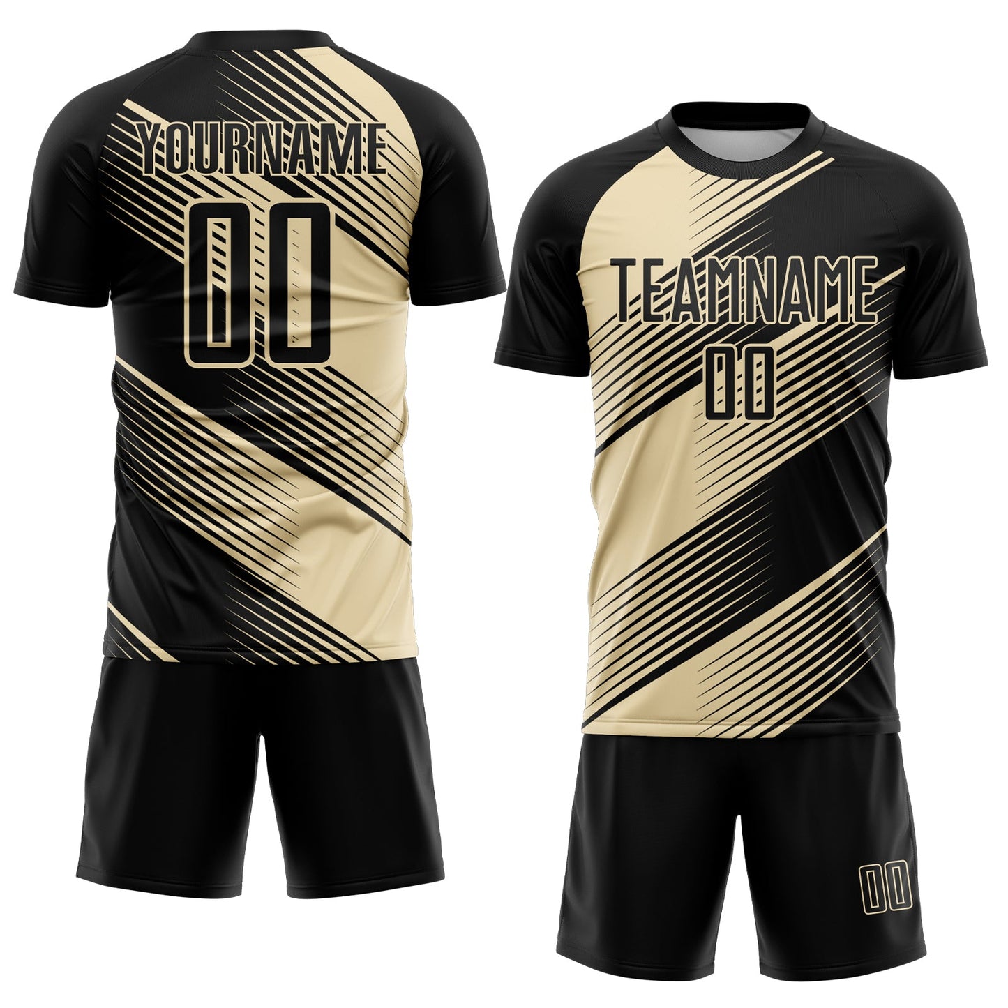 Custom Black Cream Line Sublimation Soccer Uniform Jersey view 2