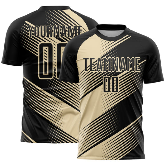 Custom Black Cream Line Sublimation Soccer Uniform Jersey - Main View