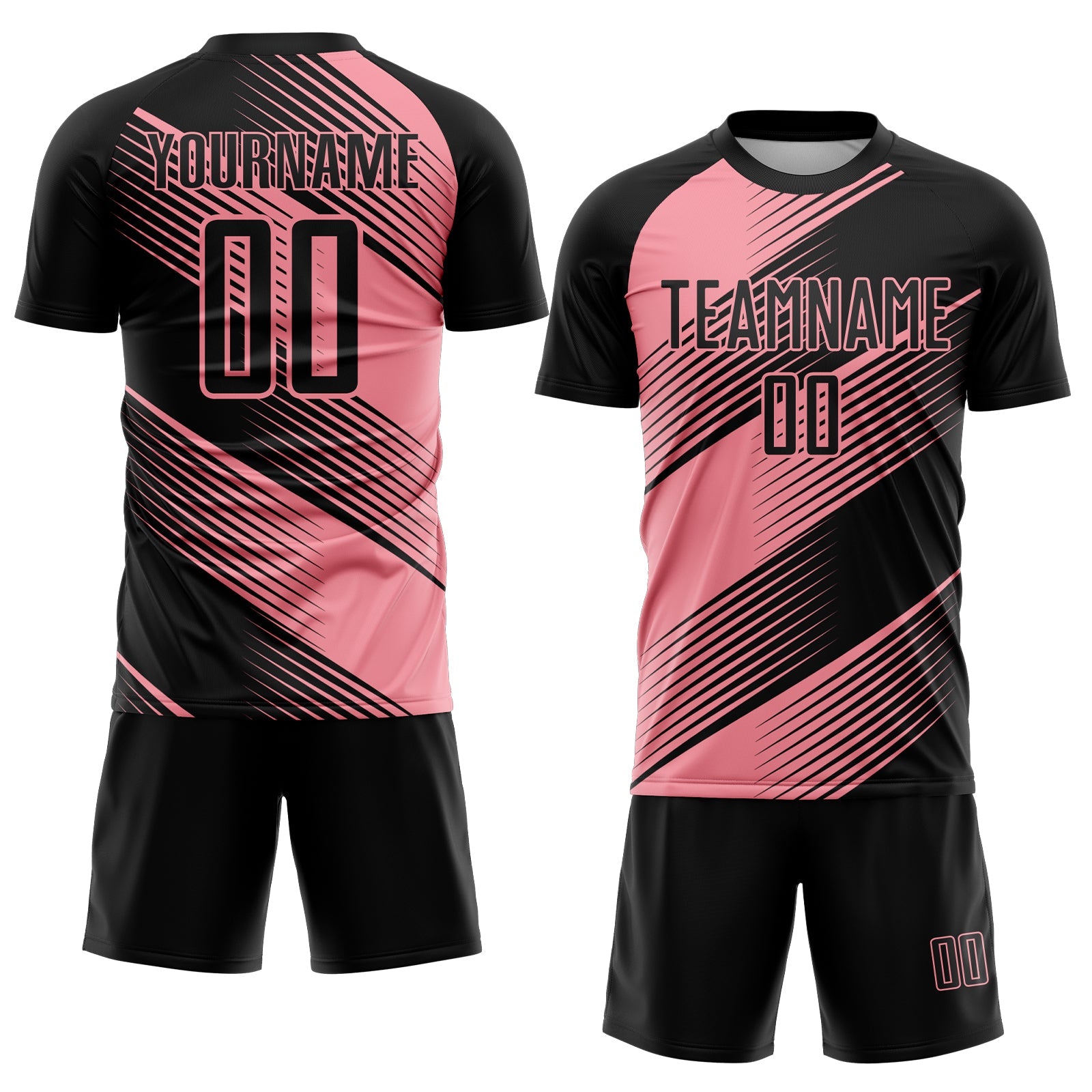Custom Black Medium Pink Line Sublimation Soccer Uniform Jersey view 2