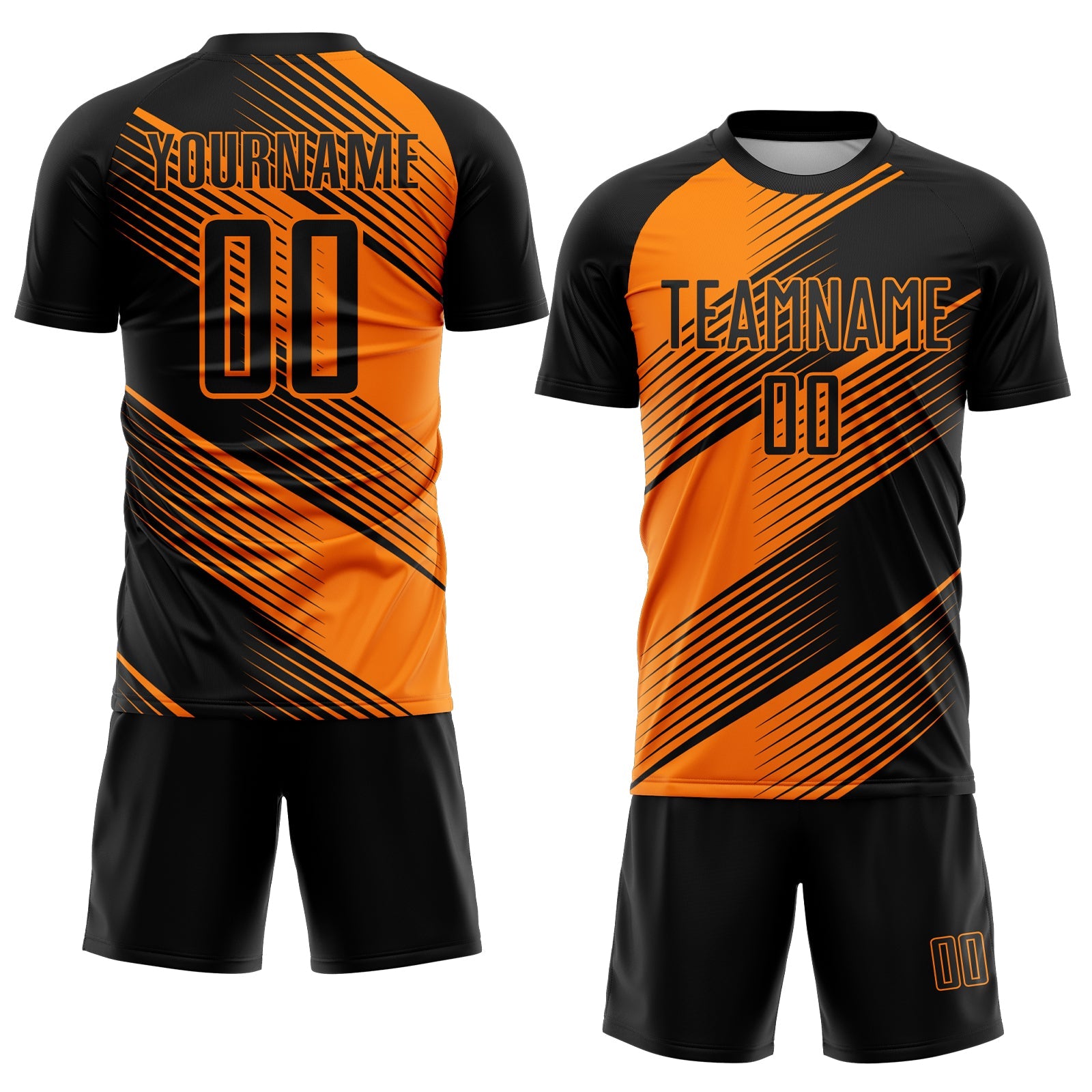 Custom Black Bay Orange Line Sublimation Soccer Uniform Jersey view 2