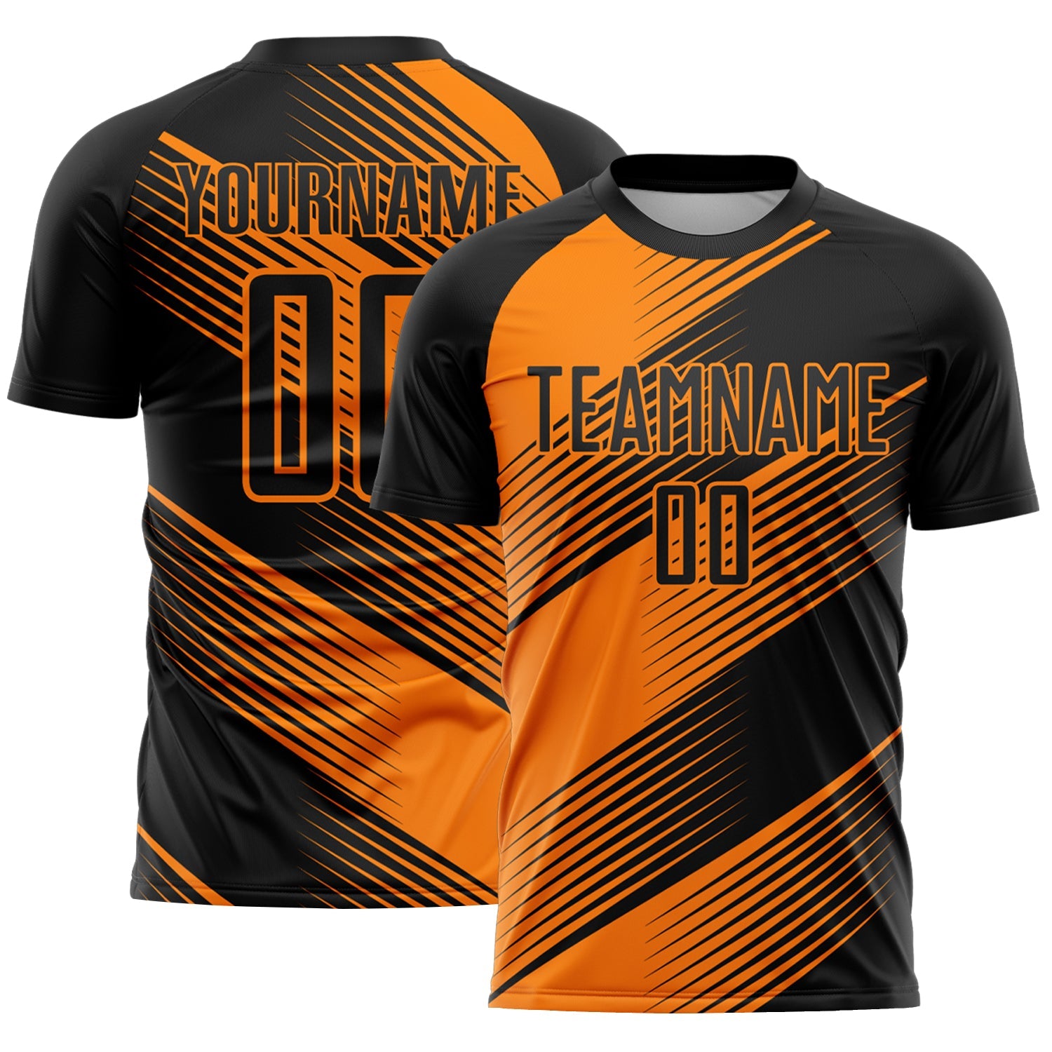 Custom Black Bay Orange Line Sublimation Soccer Uniform Jersey - Main View