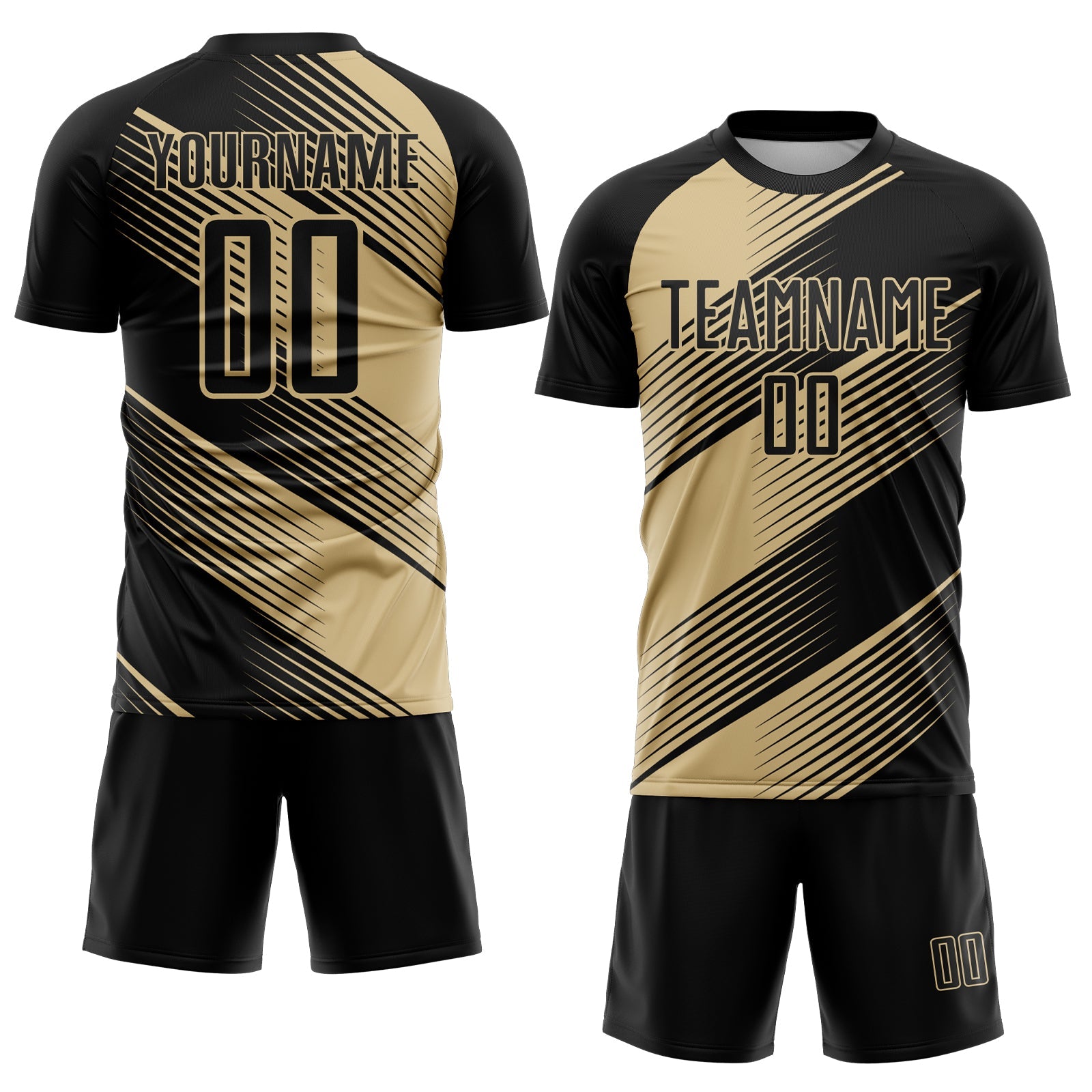 Custom Black Vegas Gold Line Sublimation Soccer Uniform Jersey view 2